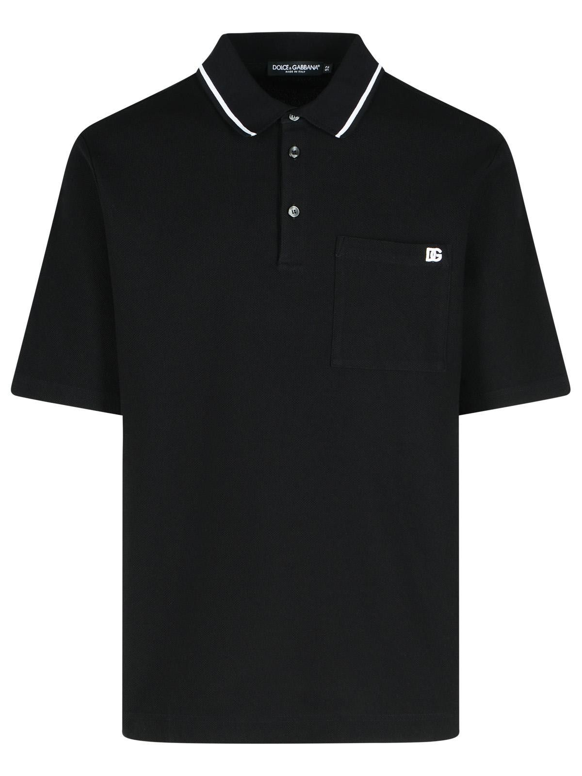 DOLCE & GABBANA Black Cotton Polo Shirt
