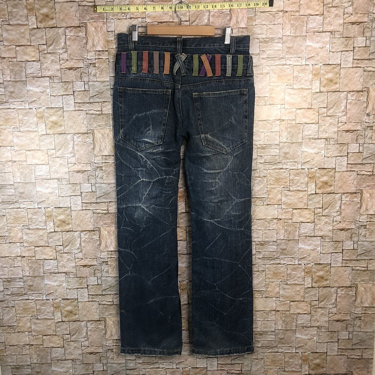 DL Nylaus Blue Double Waist streetwear Denim Pants #A116