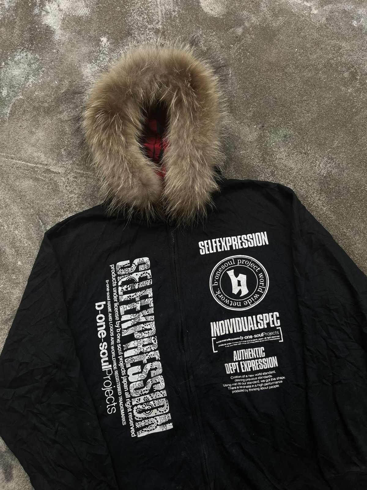 Japanese Brand B-ONE SOUL CRAZY POEM FUR HOODIE IFSIXWASNINE LGB STYLE Size US L / EU 52-54 / 3 - 3 Thumbnail