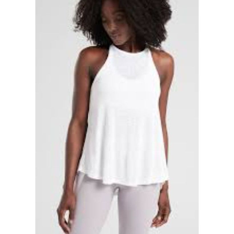Athleta Athleta Breezy High Neck Racerback Tank White XS Tech Size XS / US 0-2 / IT 36-38 - 2 Thumbnail