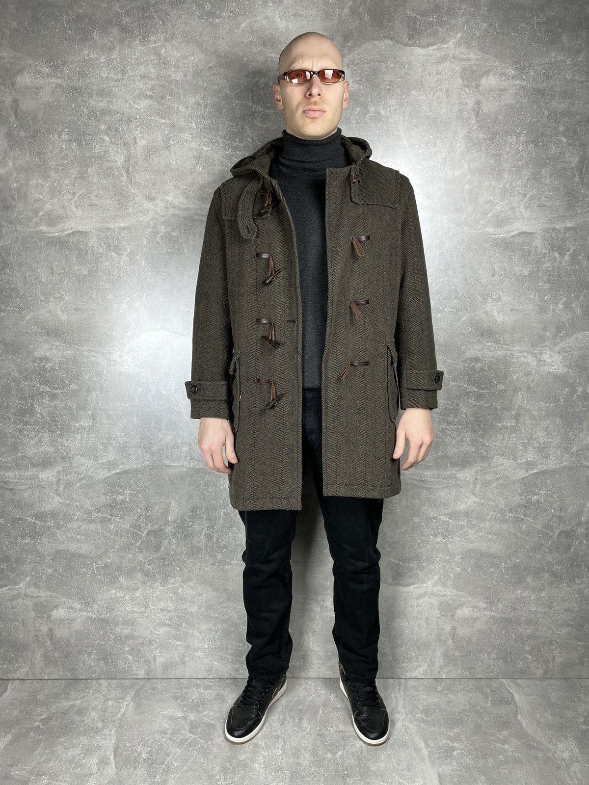 Paul Smith Paul Smith Brown Wool Herringbone Pattern Duffles Coat Size US XL / EU 56 / 4 - 7 Thumbnail