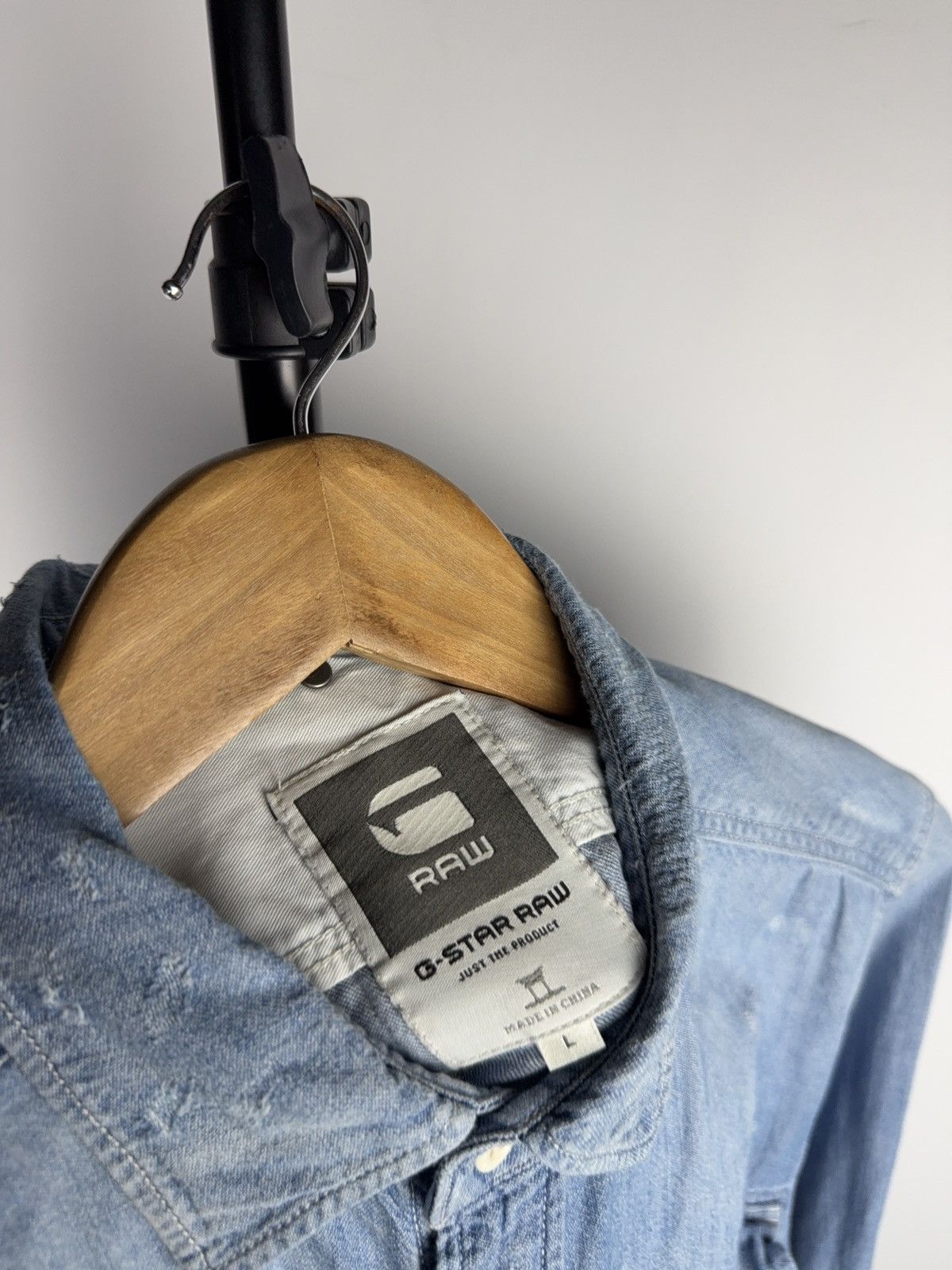 G-Star Retro 00s G-Star RAW Landon Distressed Denim Shirt L Size US L / EU 52-54 / 3 - 6 Thumbnail