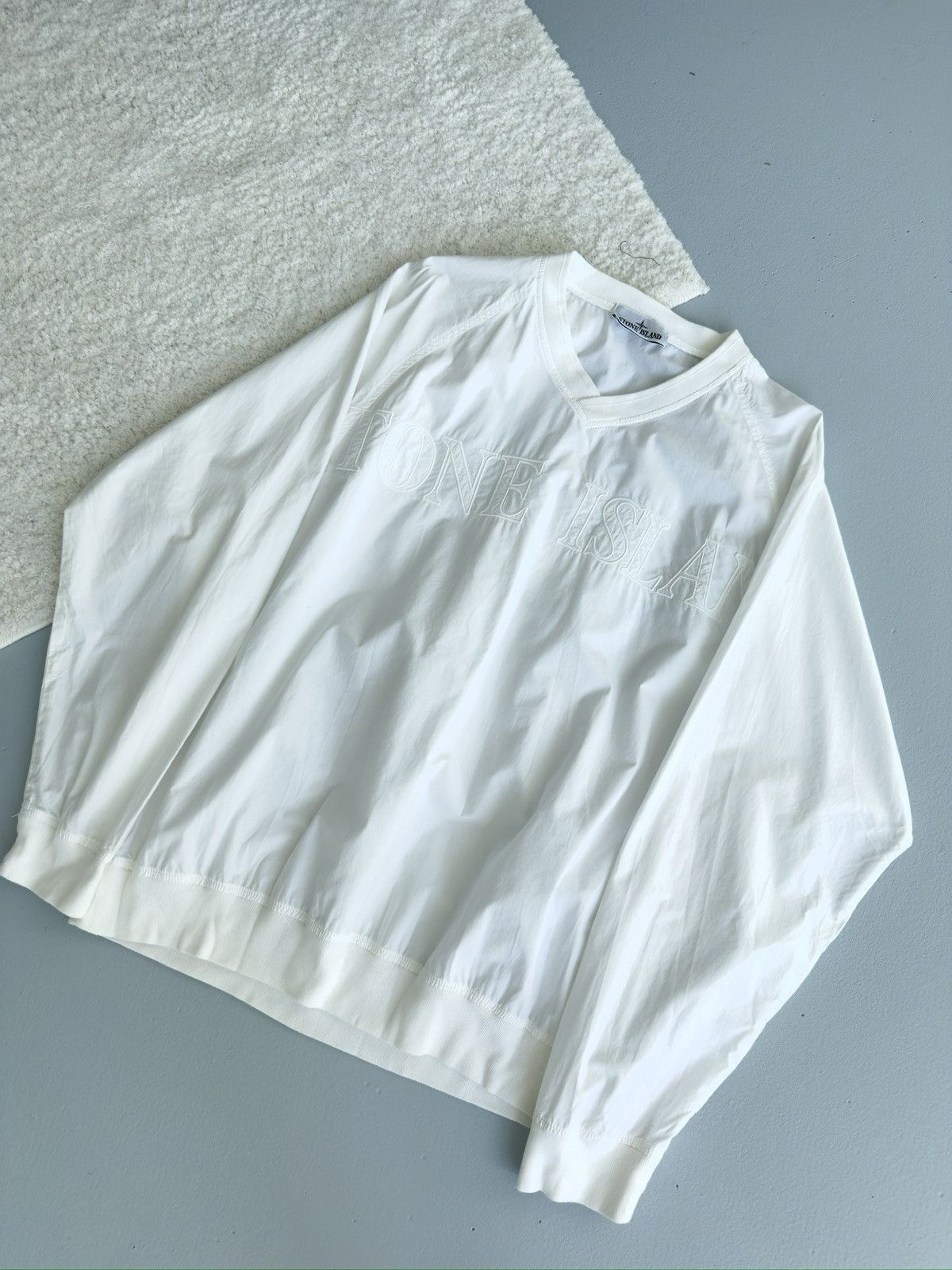 Stone Island Stone Island Embroidered Logo Oversized Sweatshirt White Size US XL / EU 56 / 4 - 2 Thumbnail