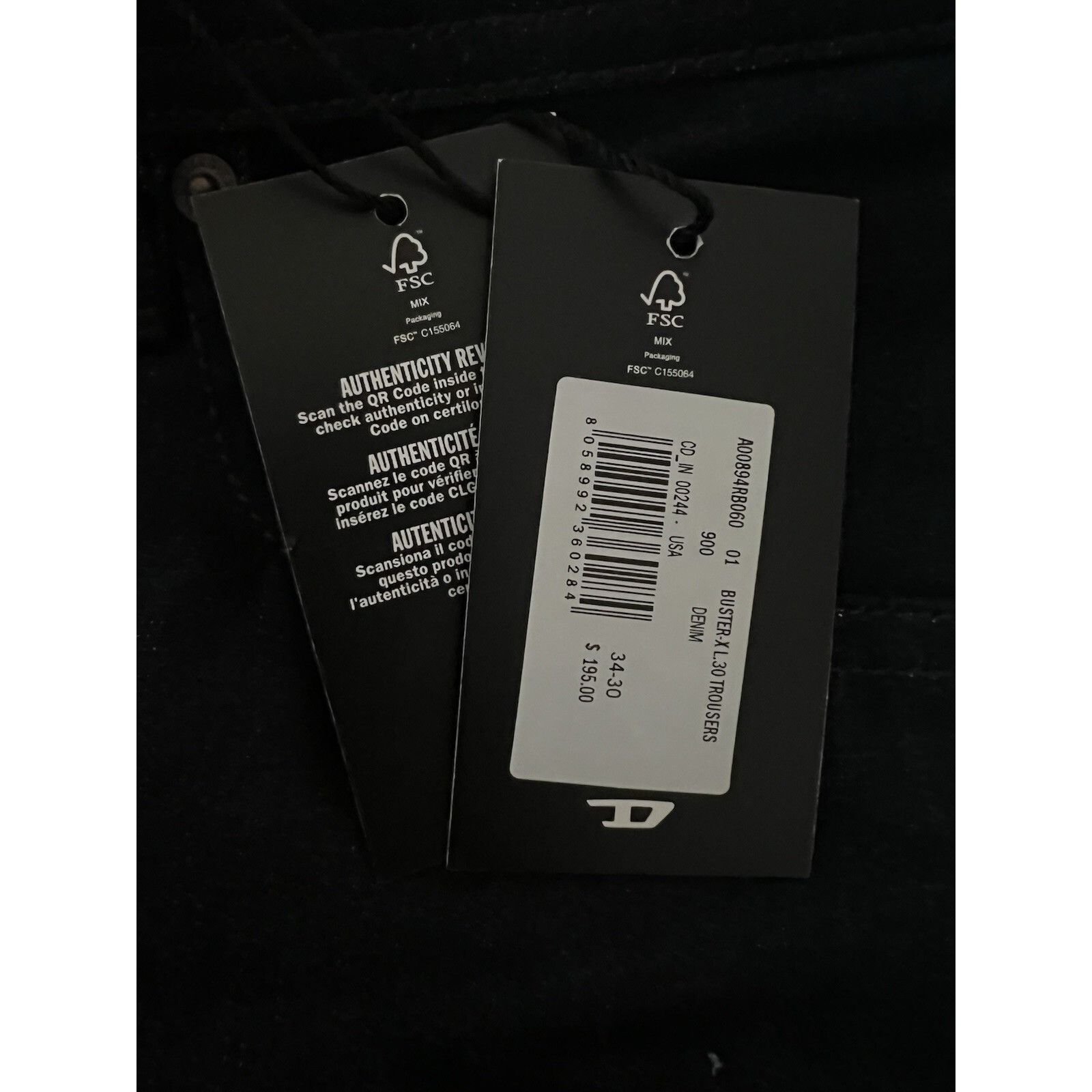 Diesel Diesel Mens Buster Tapered Jeans RB060 Dark Blue Size 34/30 Size US 34 / EU 50 - 7 Thumbnail