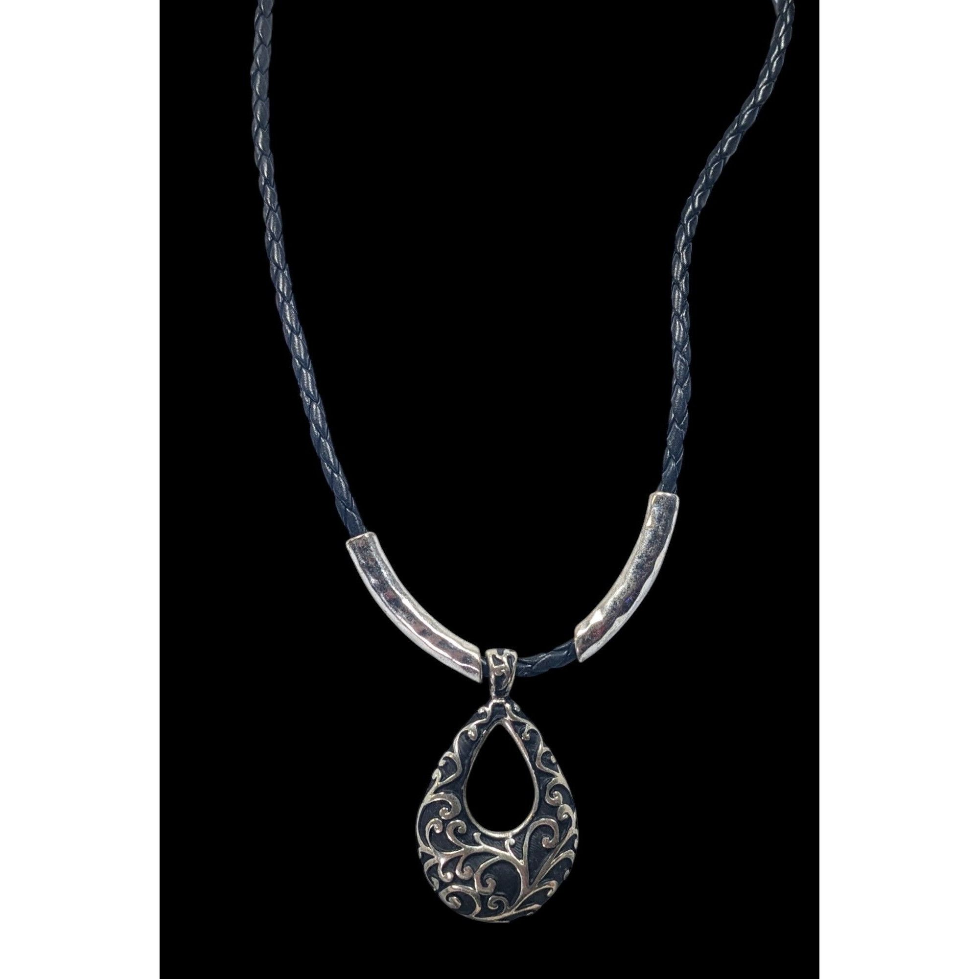 Other Victorian Gothic Floral Scroll Teardrop Black And Silver Ton Size ONE SIZE - 5 Thumbnail