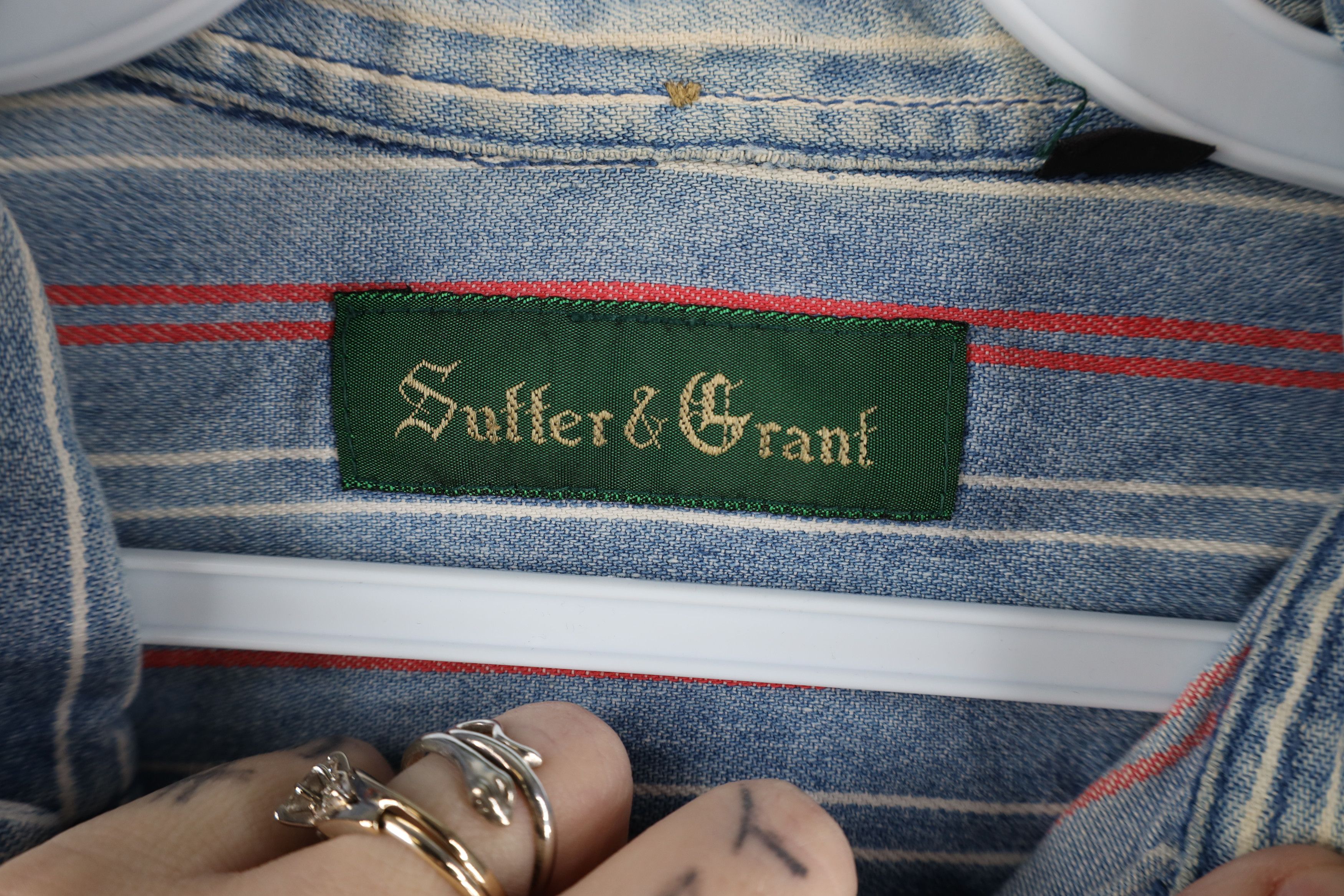 Vintage Vintage 90s Streetwear Striped Denim Jean Button Down Shirt Size US L / EU 52-54 / 3 - 6 Thumbnail