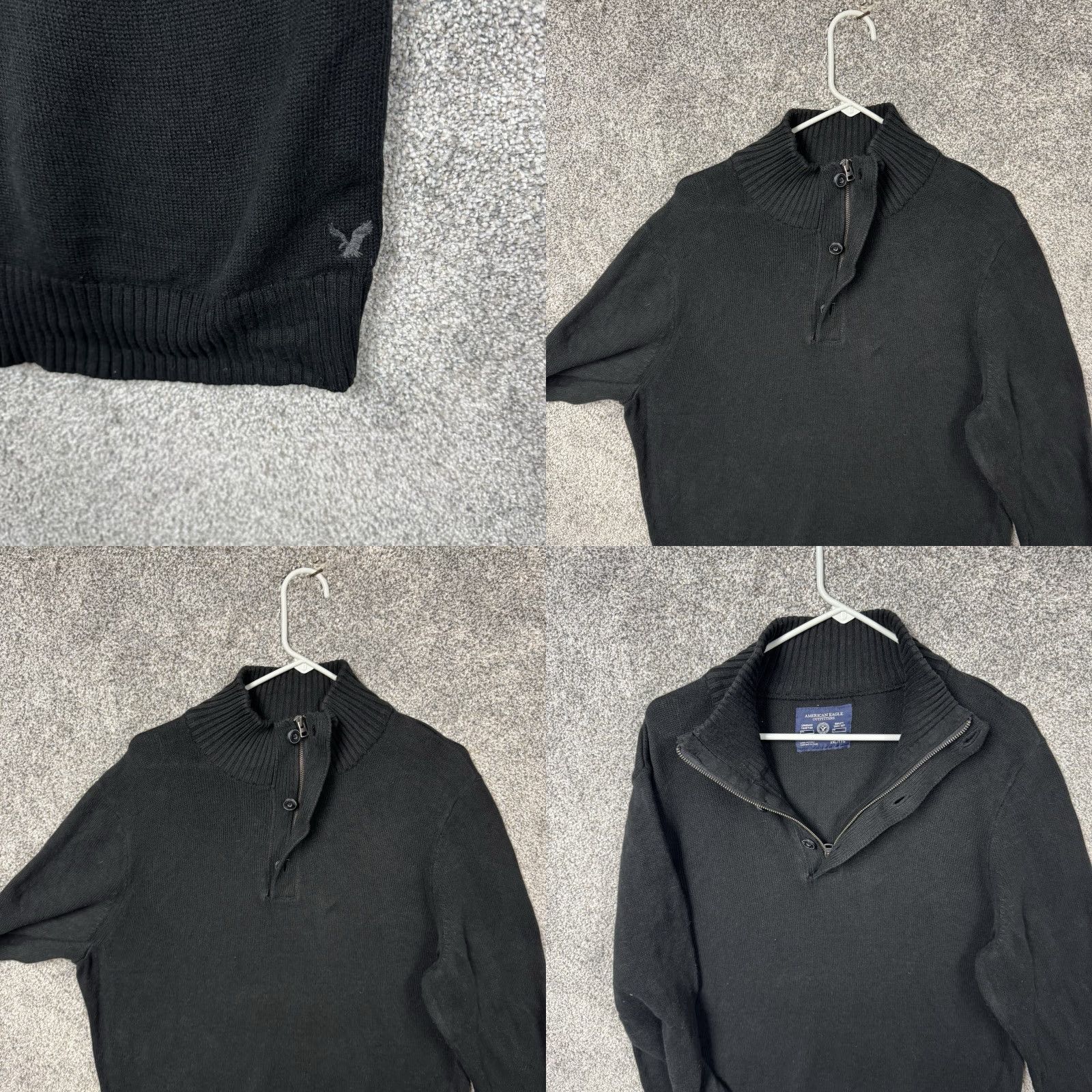 American Eagle Outfitters American Eagle Outfitters Sweater Men 2XL Black 100% Cotton Knit Pullover Long Sleeve Mock Neck Grandpacore Cozy Dark Academia Mens Size US XXL / EU 58 / 5 - 8 Thumbnail