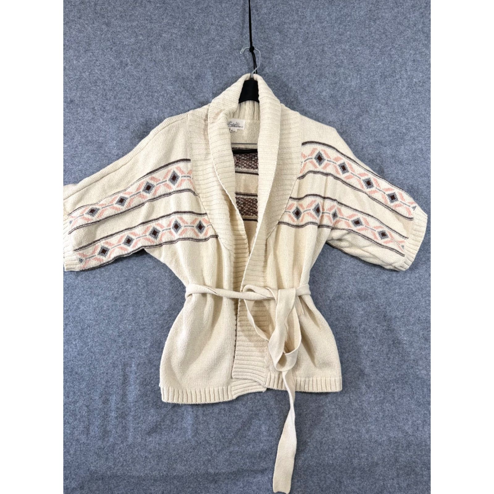 Forever 21 FOREVER 21 Sweater Cardigan Aztec Open Front Belted Ivory S Womens Micro﻿-Knit Knit Open Front Cardigan Black? Size S / US 4 / IT 40 - 3 Thumbnail