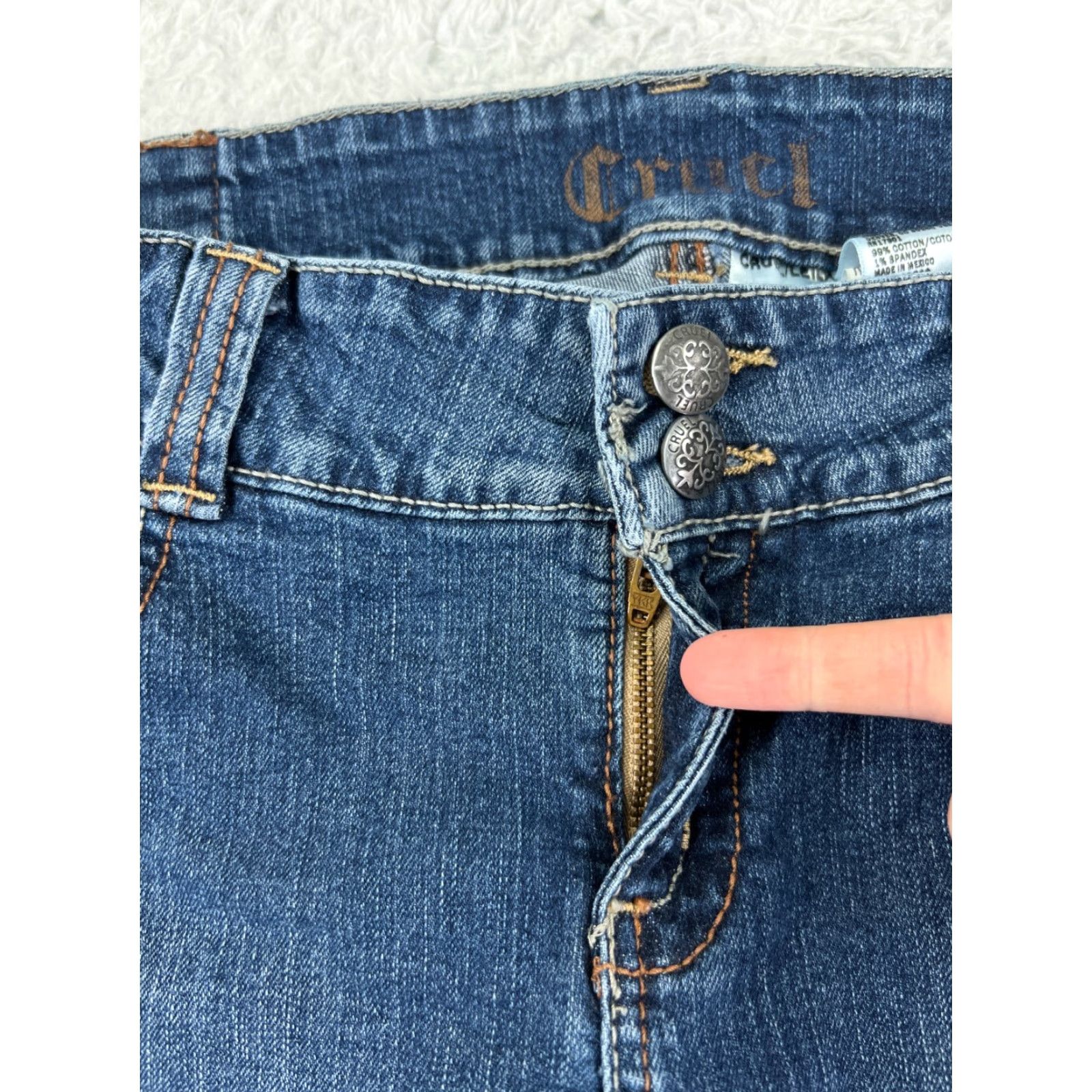 Vintage Cruel Girl Jeans Womens Bootcut Denim Blue 30x32 11 Regular Cotton Embroidered Pockets Zipper Zip Inseam 32 Size 32" / US 10 / IT 46 - 7 Thumbnail