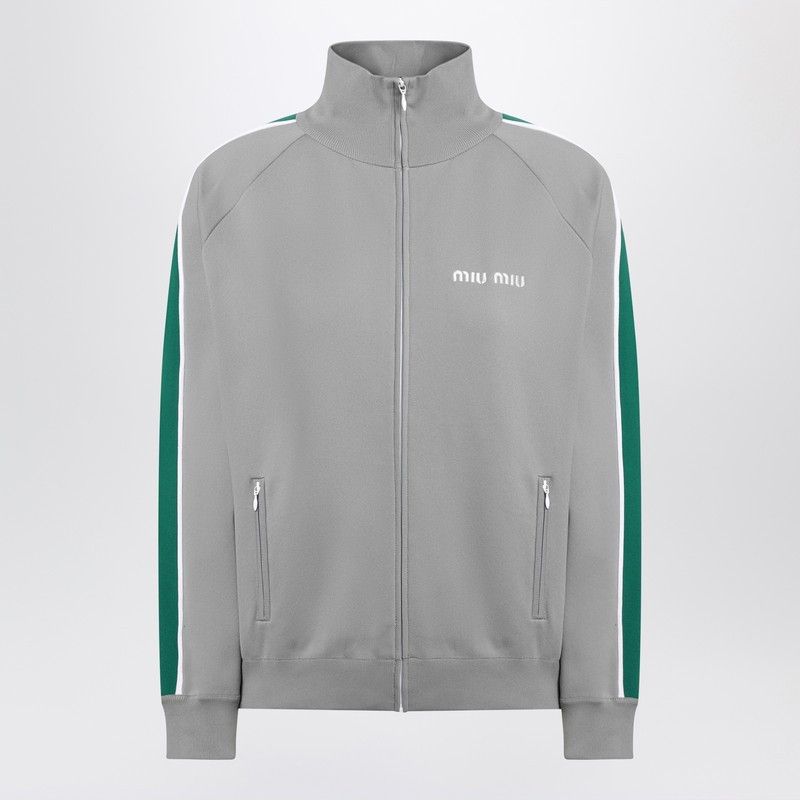 Miu Miu Miu Miu Grey/Green Zip Sweatshirt In Technical Knit Size M / US 6-8 / IT 42-44 - 1 Thumbnail