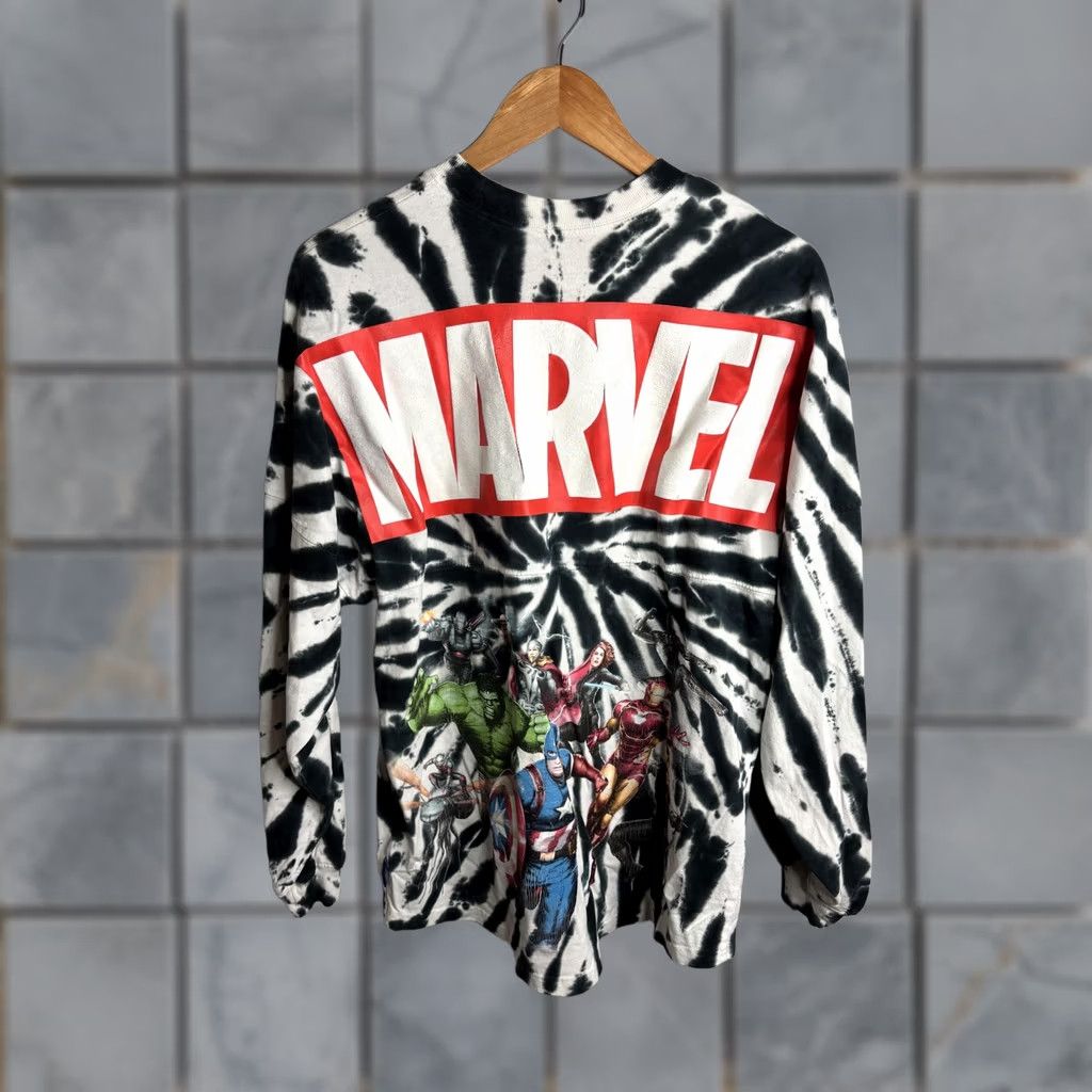Vintage Marvel Shirt Mens Large Black White Tie Dye Long Sleeve Graphic T-Shirt Size US L / EU 52-54 / 3 - 1 Thumbnail