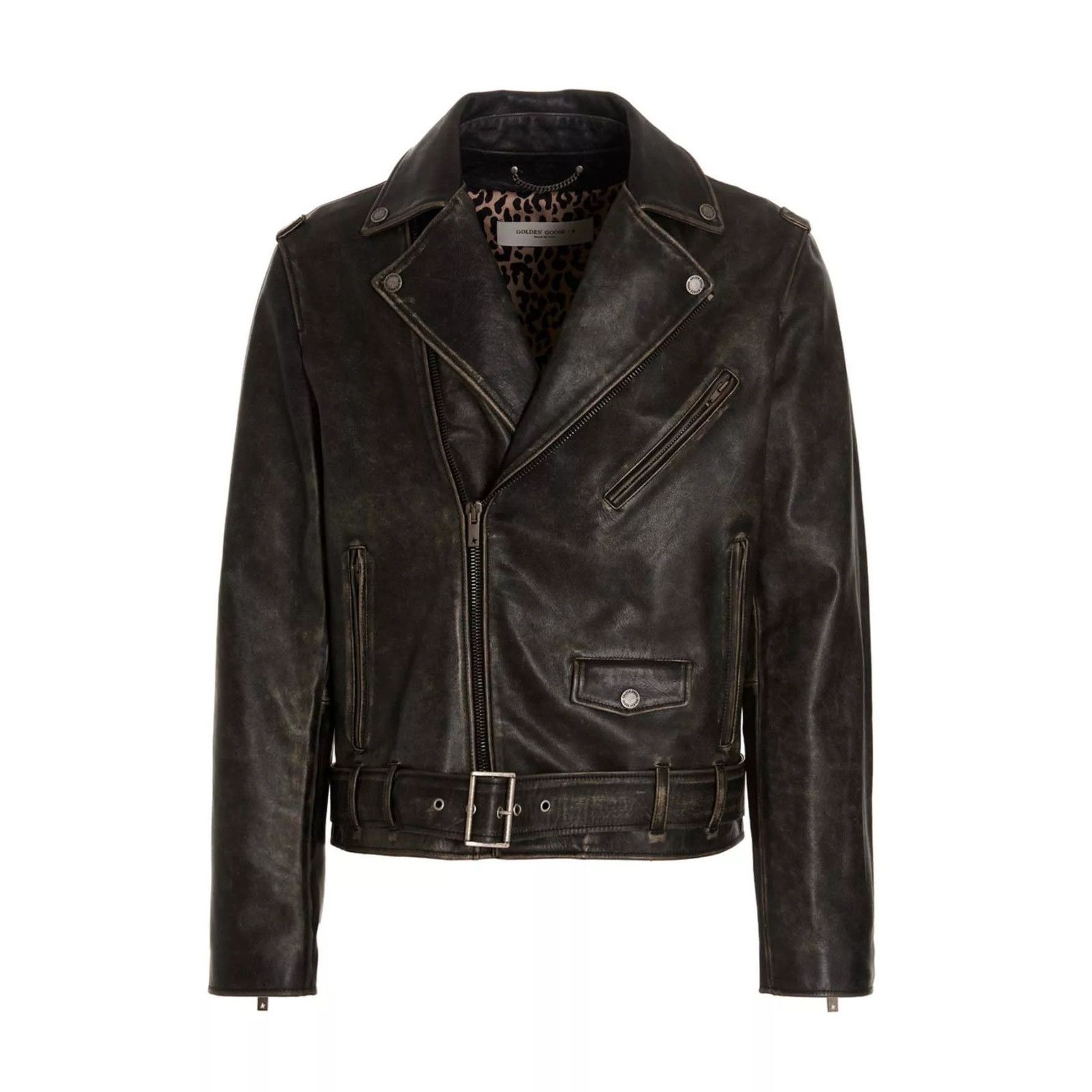 GOLDEN GOOSE Golden Black Leather Nail Jacket New & Authenti