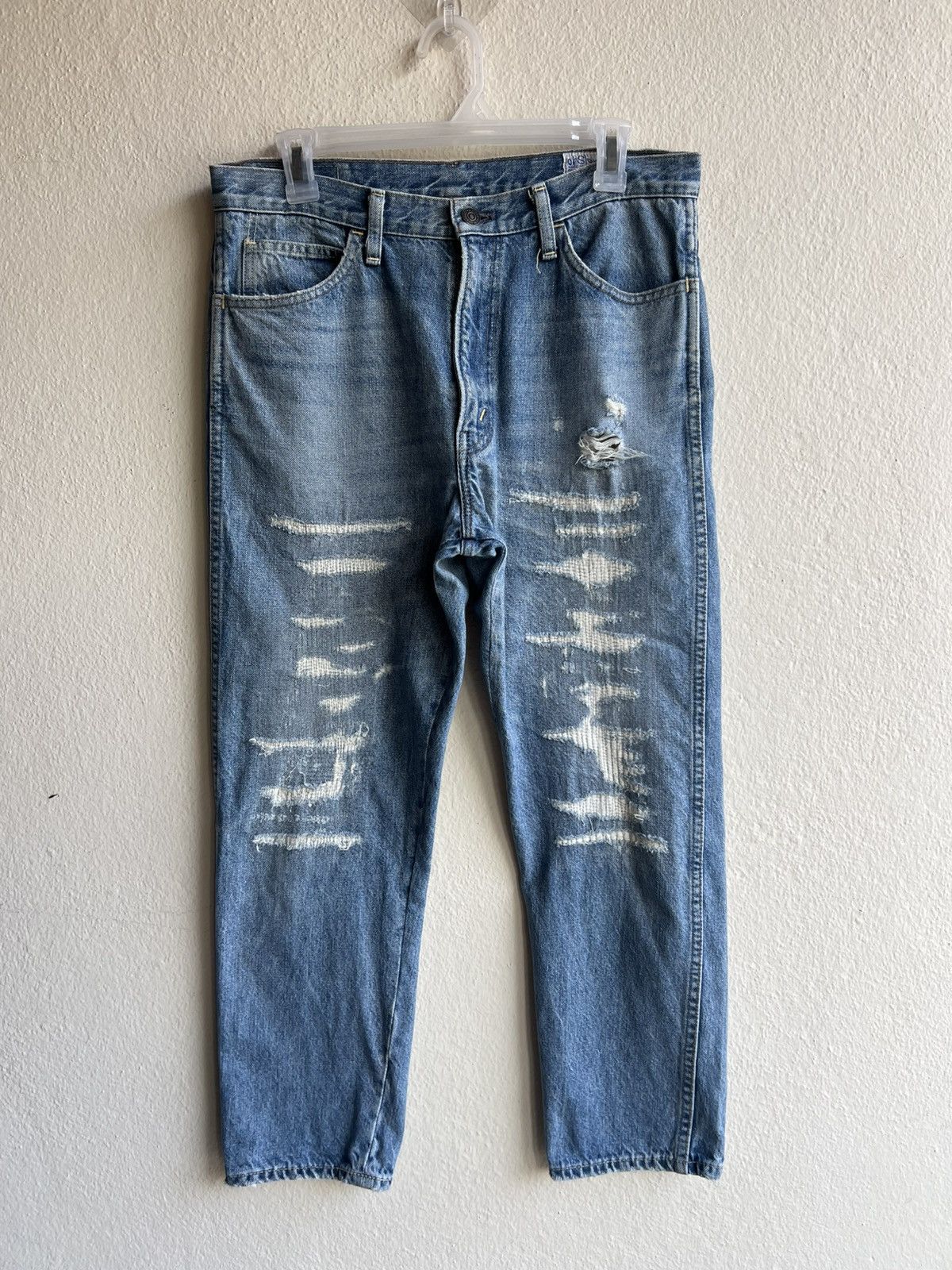 Beams Plus × Orslow Orslow 106 X Beams Ripped Distressed Denim Cropped Jeans Size US 30 / EU 46 - 2 Thumbnail