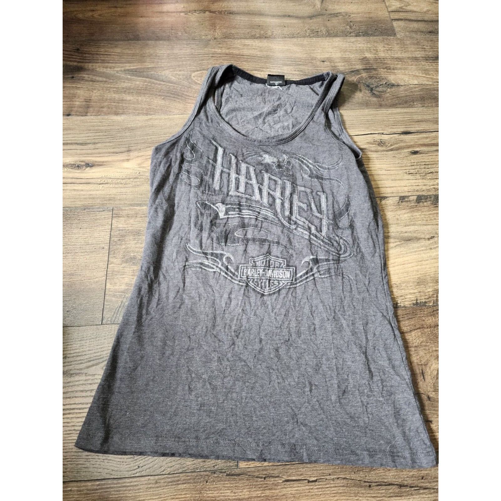 Harley Davidson Retro Harley Davidson Women's Gray Tank Top Double Sided Graphic Print Size L / US 10 / IT 46 - 2 Thumbnail