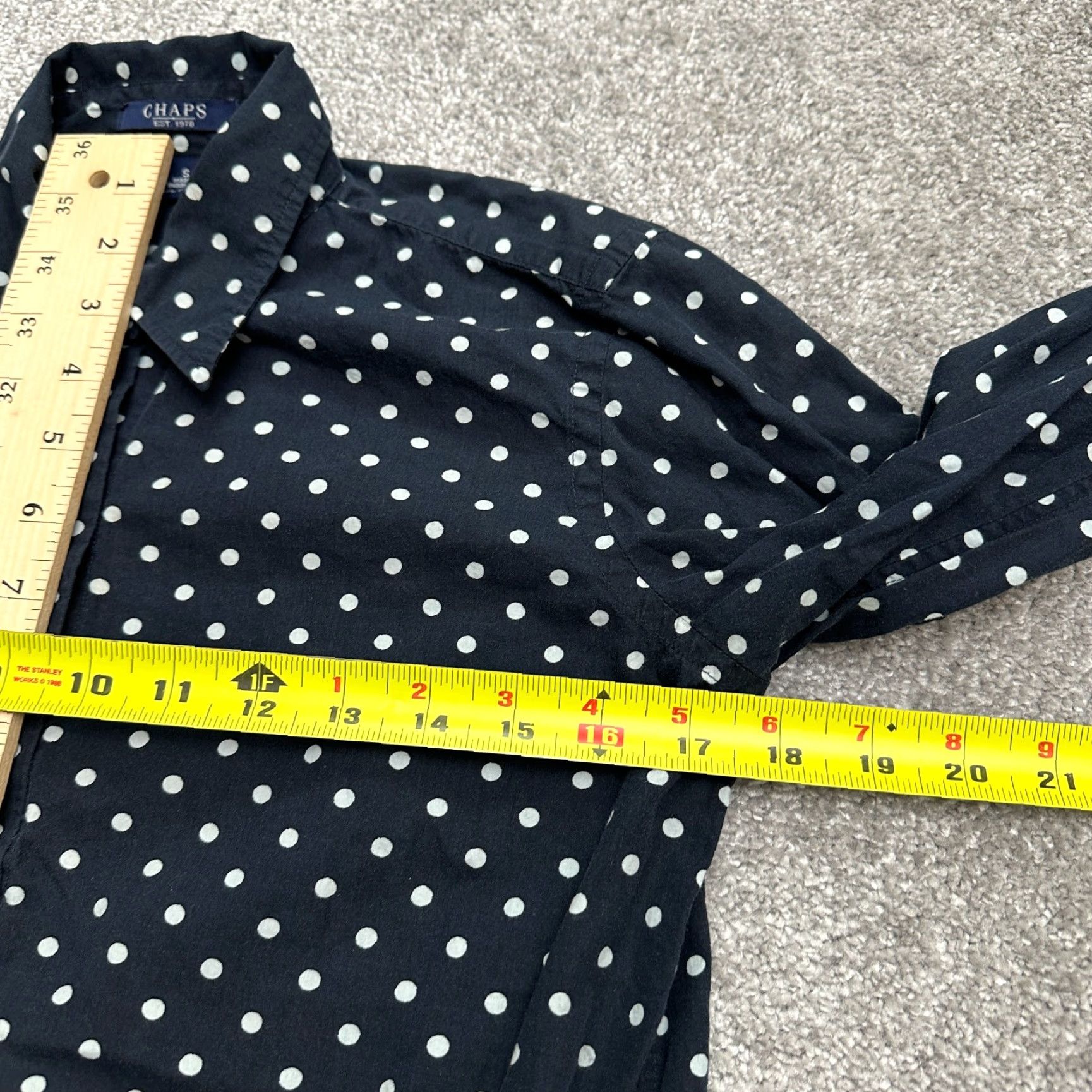 Chaps Chaps Shirt Womens Small Navy Blue Polka Dot Button-Down Long Sleeve Cotton Top Size S / US 4 / IT 40 - 6 Thumbnail