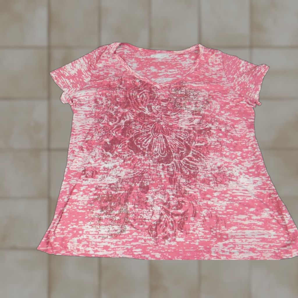 Vintage Maurices Blouse Shirt Womens 2 Pink Round Neck Short Sleeve Lace Button Casual Stretch Cotton Polyester Vintage No Size XS / US 0-2 / IT 36-38 - 1 Thumbnail