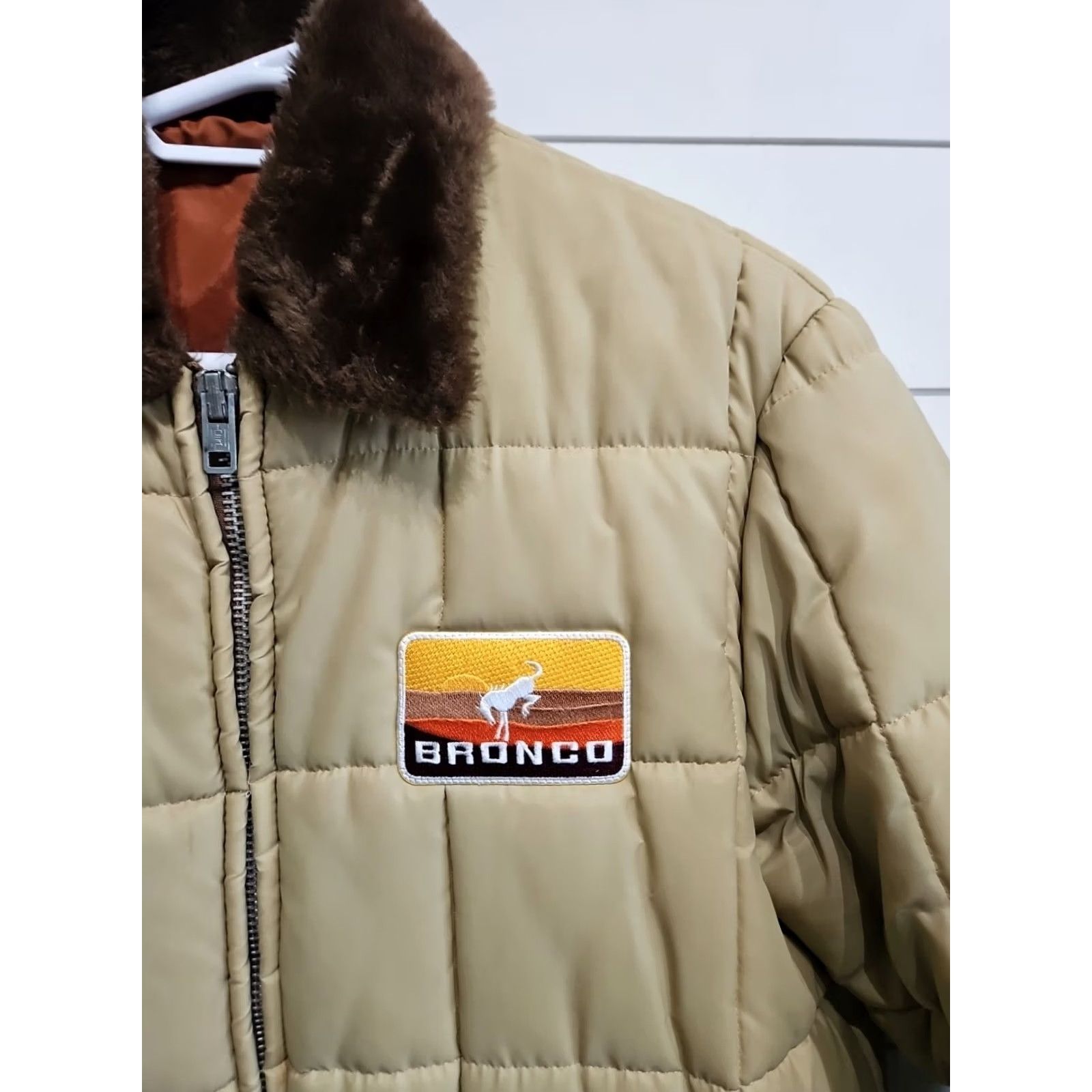 Ford Vtg Ford Bronco F-150 Western Rancher Puffer Jacket Mens XL Beige Nylon Zip Coat Vintage Size US XL / EU 56 / 4 - 3 Thumbnail