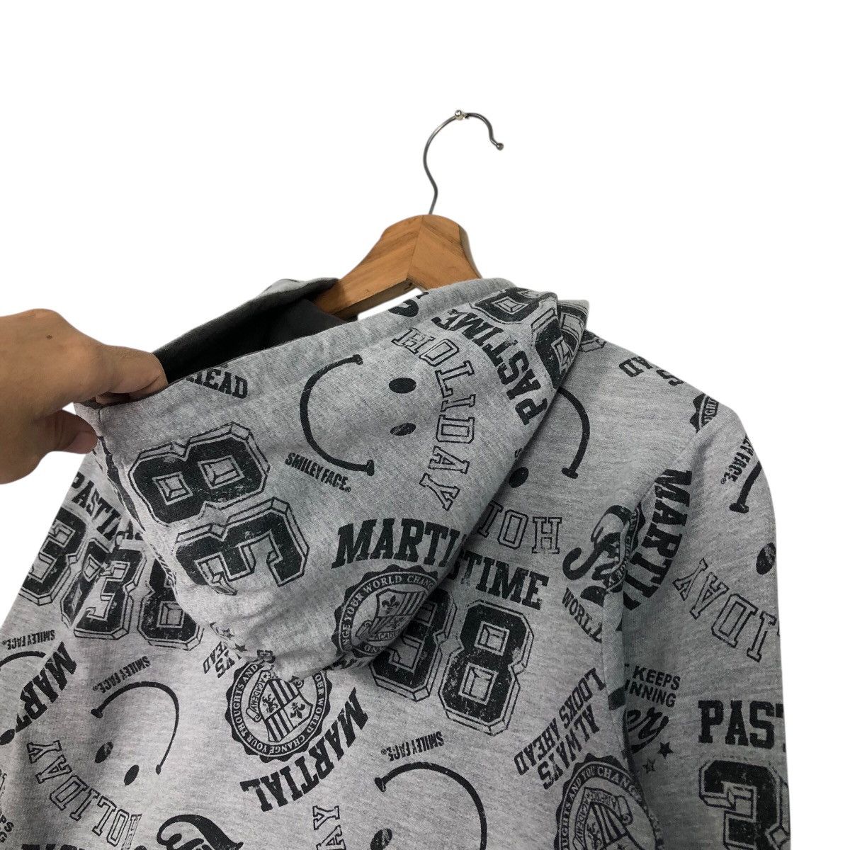 Japanese Brand Smiley Face All-Over Print Zip Hoodie – Grey/Black Size US M / EU 48-50 / 2 - 11 Thumbnail