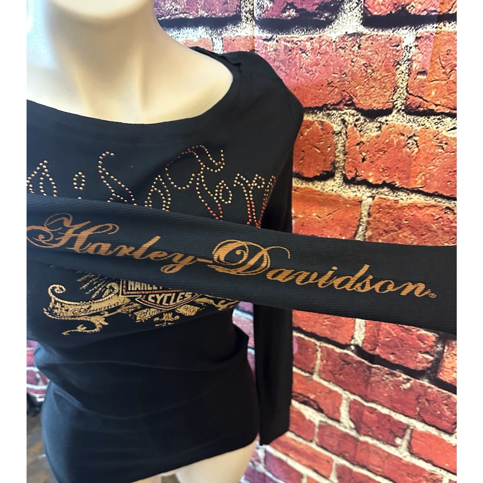 Harley Davidson Harley-Davidson T-Shirt Womens Small Long Sleeve Pullover Bling Logo Multicolor 100% Cotton Casual Basic Motorcycle Size S / US 4 / IT 40 - 5 Thumbnail