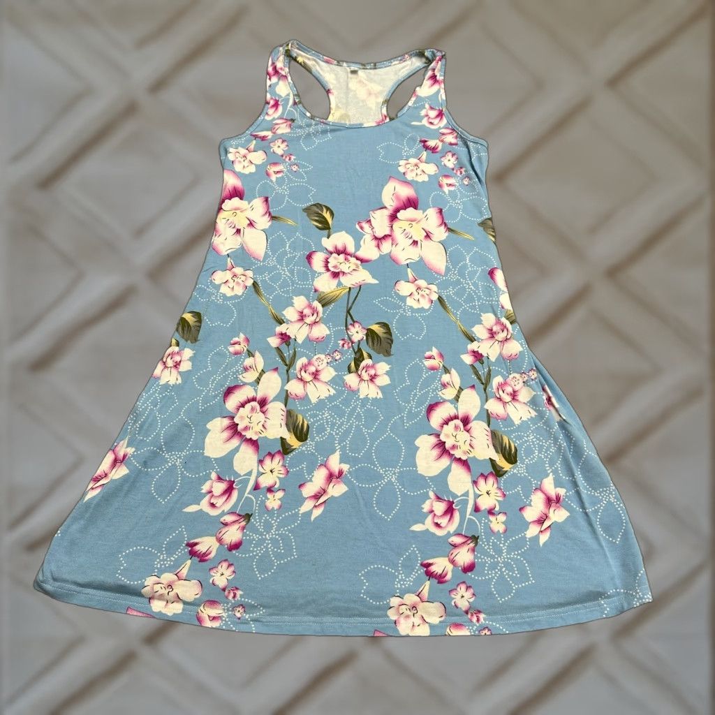Vintage Unbranded Sundress Womens Small Blue Floral Halter Racerback Casual Summer Lightweight Knit Dress Size S / US 4 / IT 40 - 1 Thumbnail
