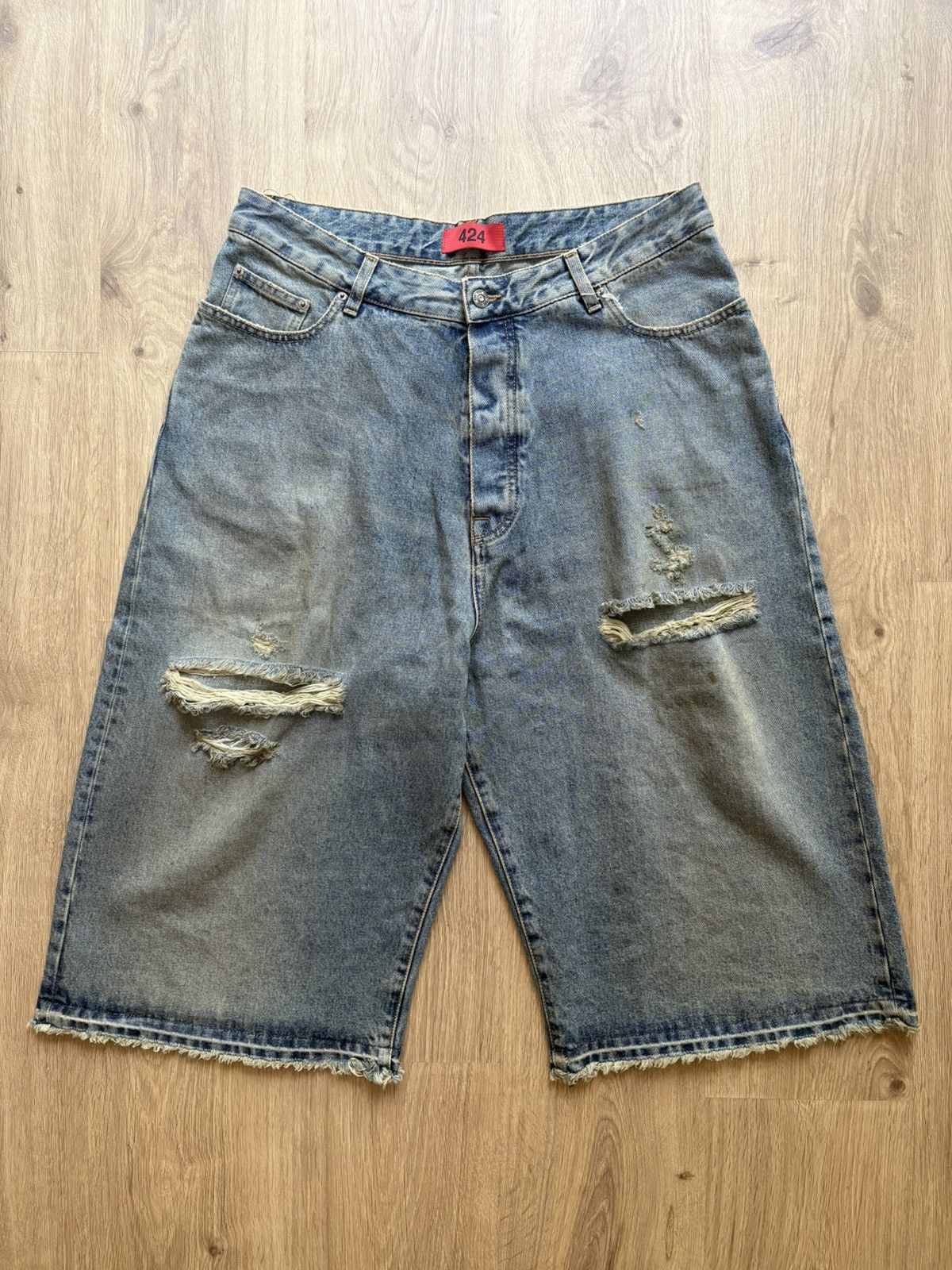 424 424 “BIG DADDY” DISTRESSED DENIM SHORTS Size US 33 - 1 Thumbnail