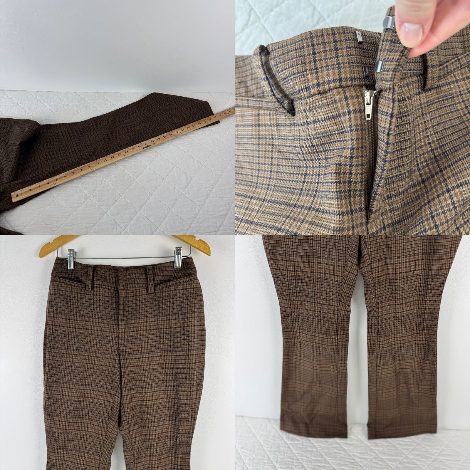 Urban Outfitters Urban Outfitters Brown Plaid Flare Leg Trousers Mid Rise Career Pants Womens Size 2 Size 26" / US 2 / IT 38 - 8 Thumbnail