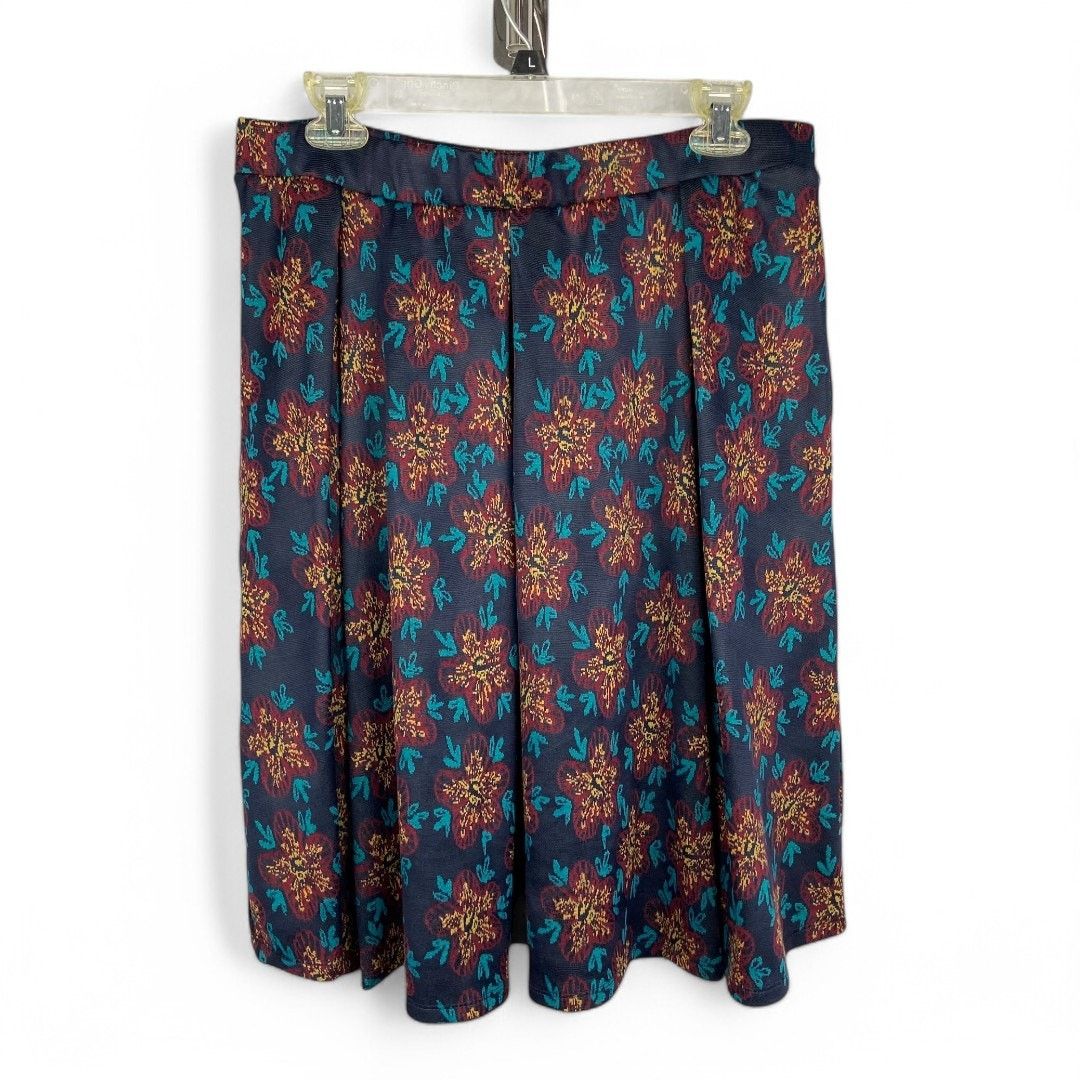 Other LuLaRoe Skirt Madison Floral Print Burgundy Teal Navy Large Size 32" / US 10 / IT 46 - 5 Thumbnail