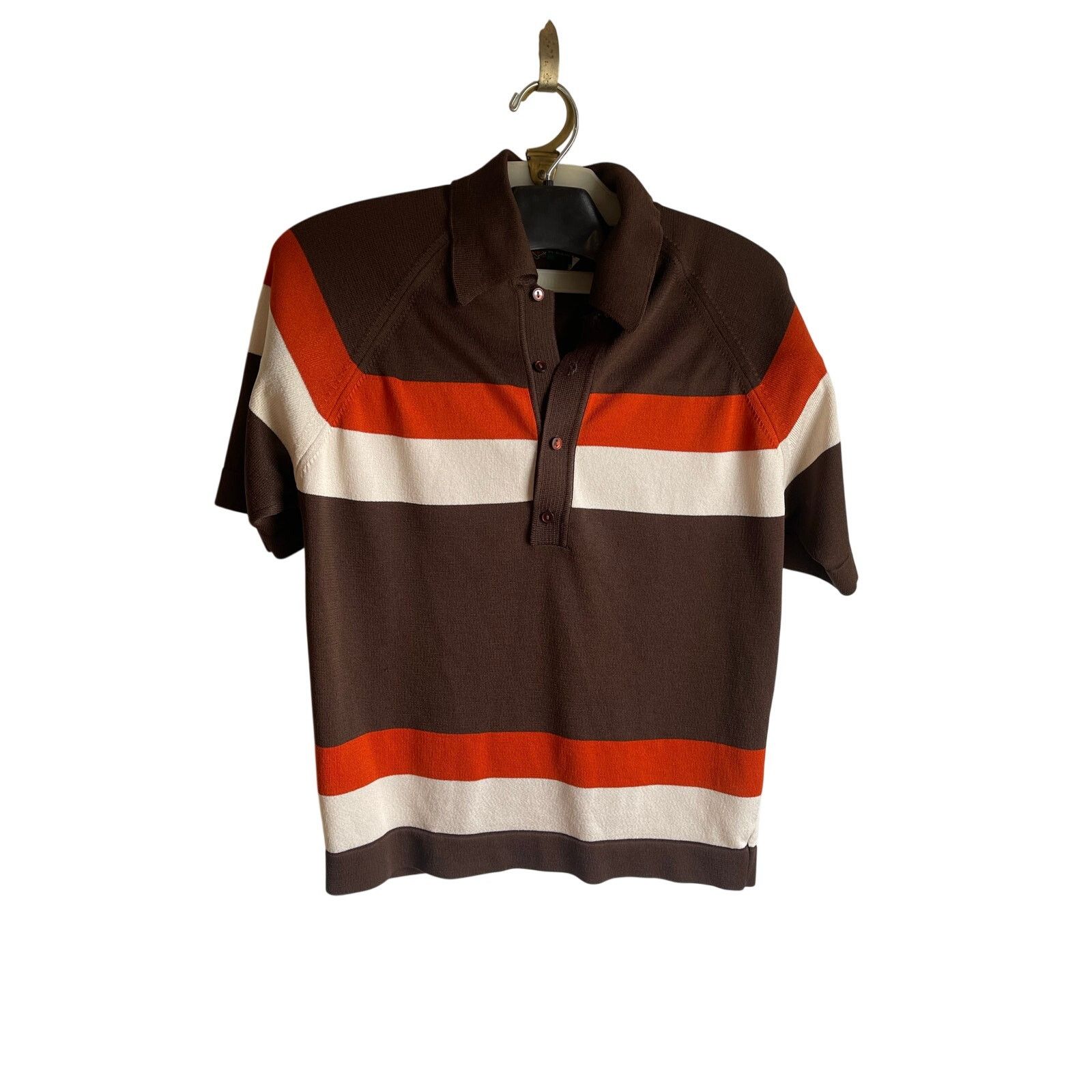 McGregor McGregor Scotch-Hi VTG 50s Striped Polo Collar Br/Wh/Red M Size US M / EU 48-50 / 2 - 2 Thumbnail