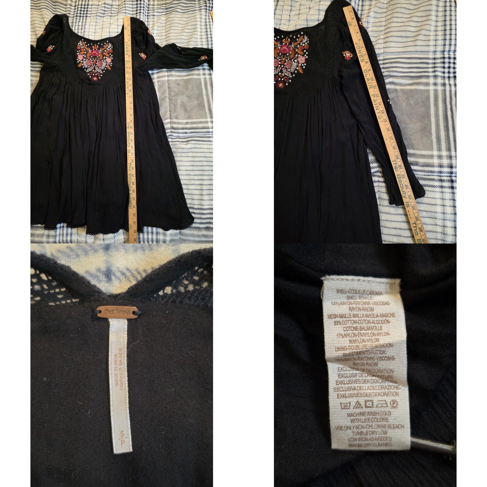 black long embroidered dress Black Floral Long Sleeve A-Line Gown with Sheer Tulle and Embroidered main image 0