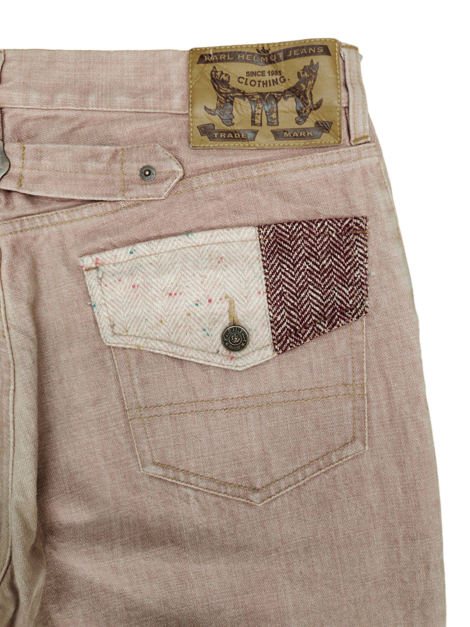 Karl Helmut 1990s Karl Helmut Heringbone Tweed Patchwork Denim Jeans Size US 33 - 15 Thumbnail