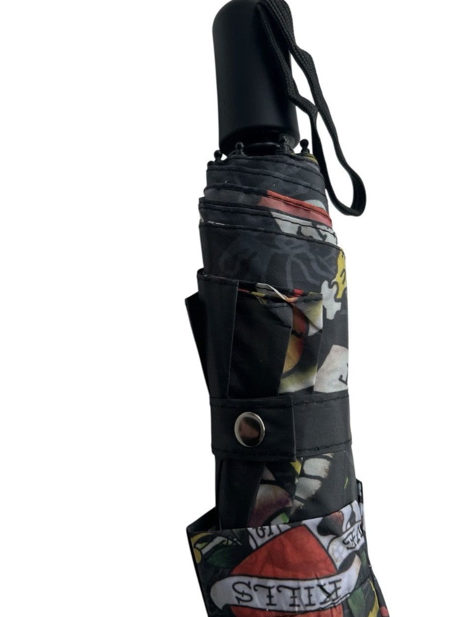 Ed Hardy Ed Hardy Tattoo Love Kills Slowly Black Compact Umbrella NWT Size ONE SIZE - 5 Thumbnail