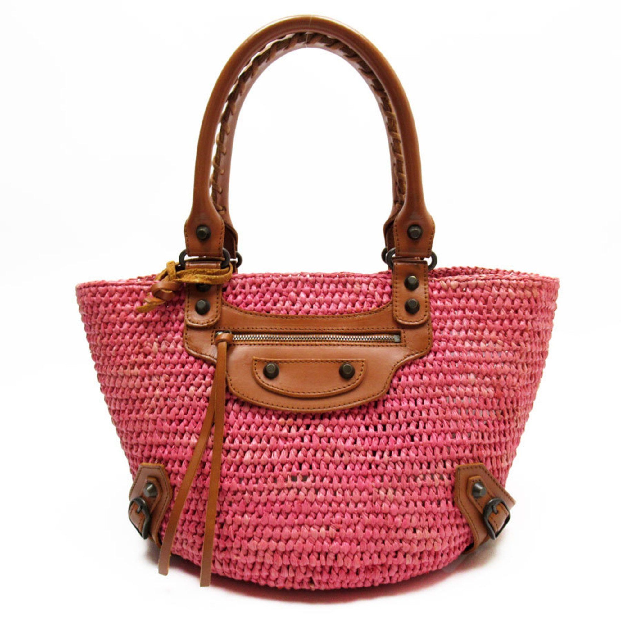 image of Balenciaga Handbag Raffia Pink/brown Women's W0126F
