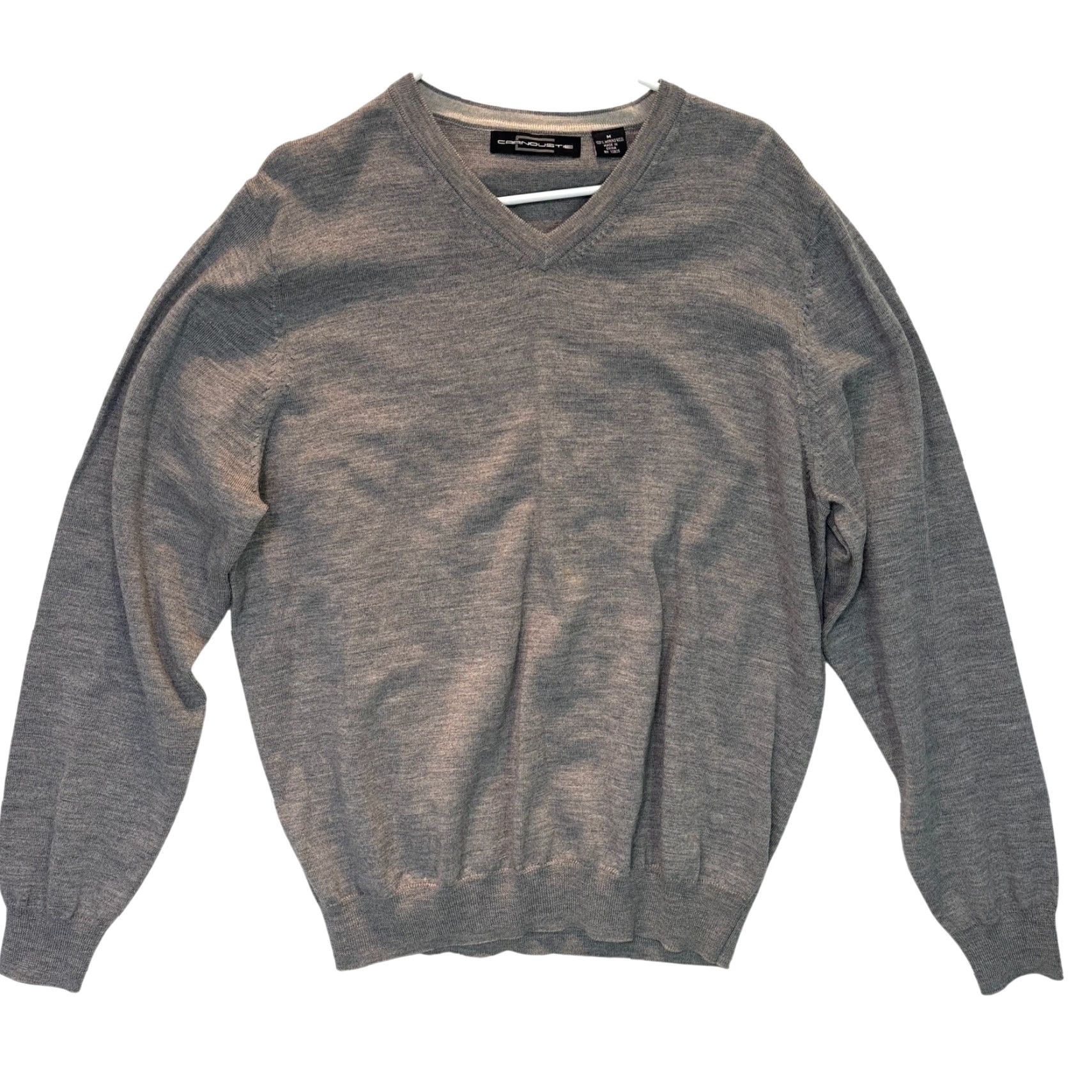 Vintage Carnoustie Mens Medium V-Neck Sweater Gray 100% Merino Wool Knit Pullover Casual Size US M / EU 48-50 / 2 - 2 Thumbnail