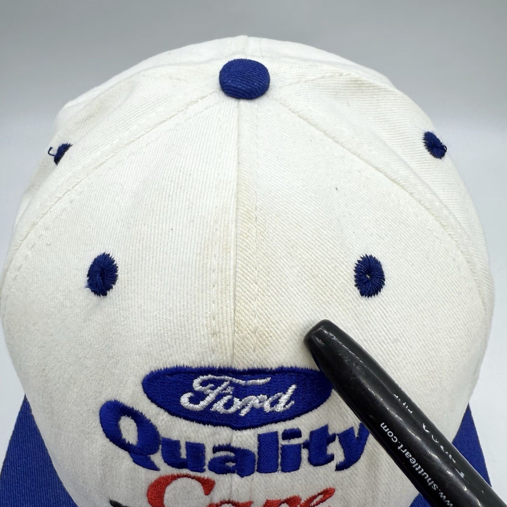 Vintage VINTAGE Nascar Hat Cap Snap Back White Ford #88 Racing Team Quality Care Navy? Size ONE SIZE - 2 Thumbnail