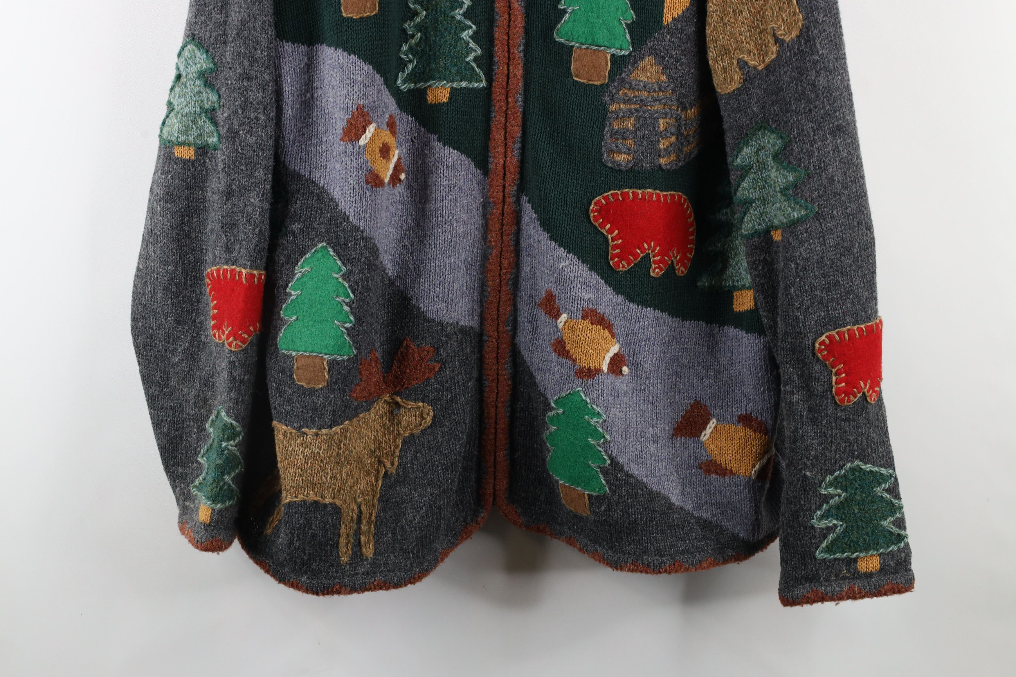Vintage Vintage 90s Nature All Over Print Full Zip Cardigan Sweater Size XL / US 12-14 / IT 48-50 - 3 Thumbnail