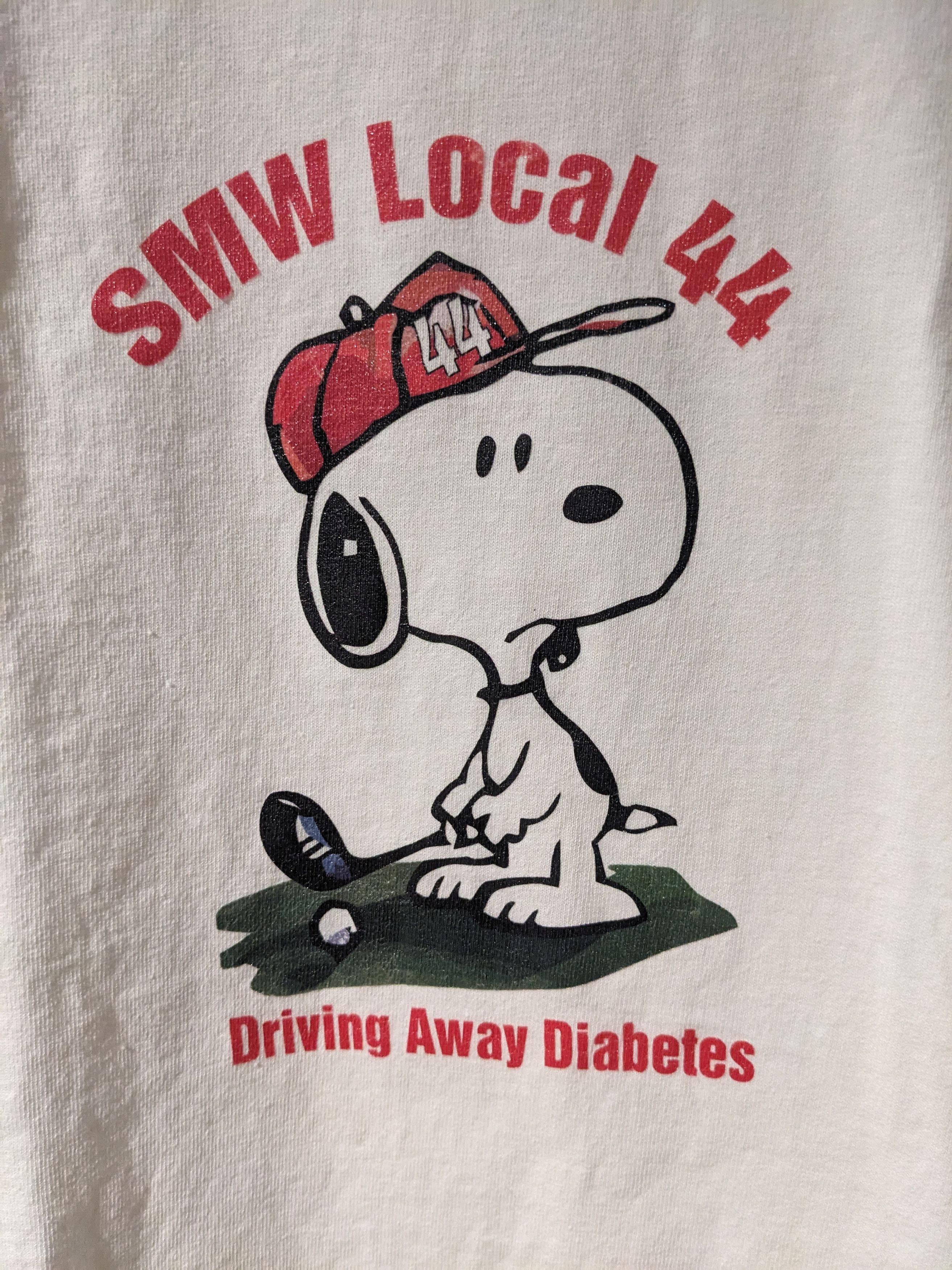 Peanuts × Vintage Vintage 90s Snoopy Driving Away Diabetes Golf Large T-Shirt Size US L / EU 52-54 / 3 - 2 Thumbnail