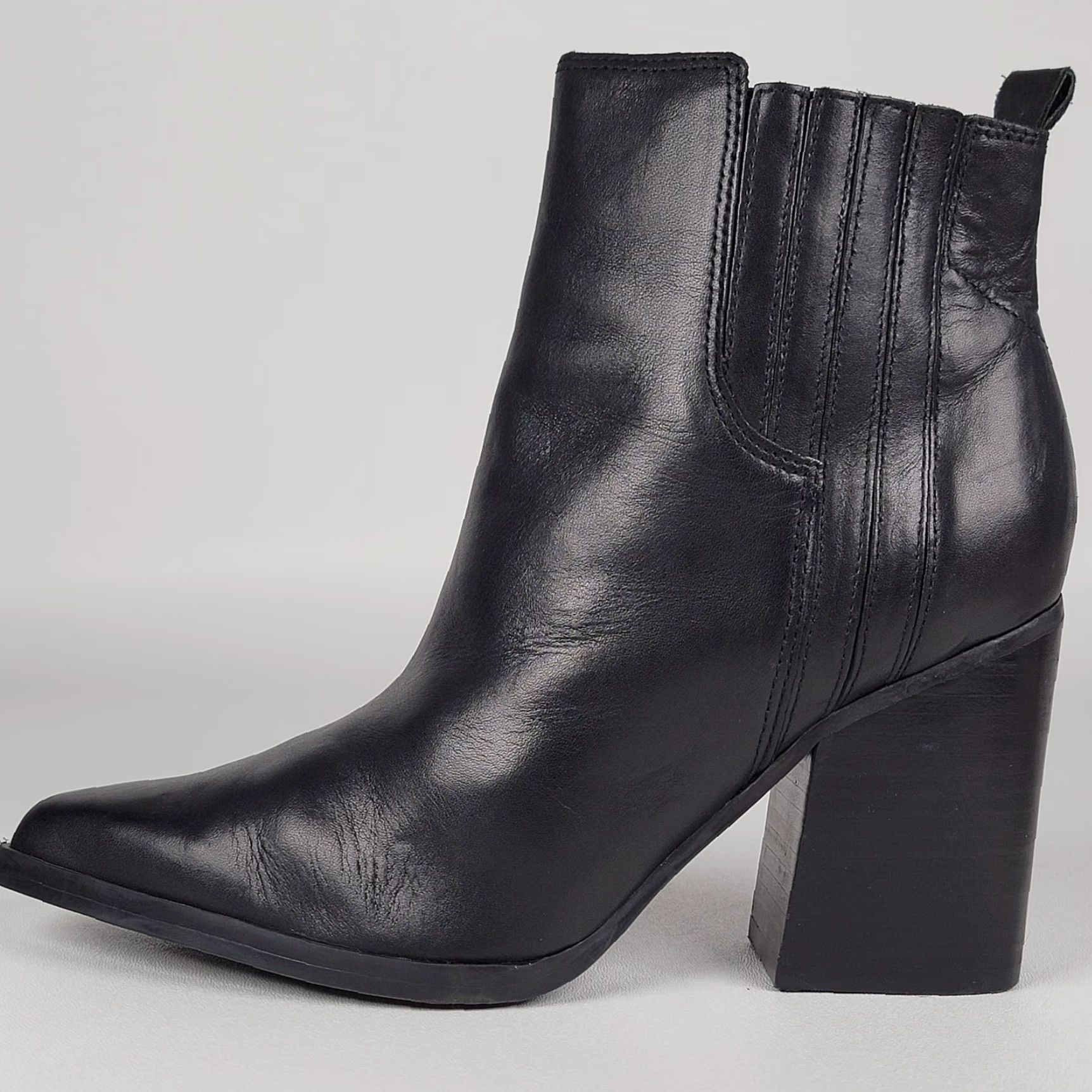 Marc Fisher Marc Fisher LTD OSHAY Black Leather Pointed Toe Bootie Women's Size 8M Size US 8 / IT 38 - 6 Thumbnail