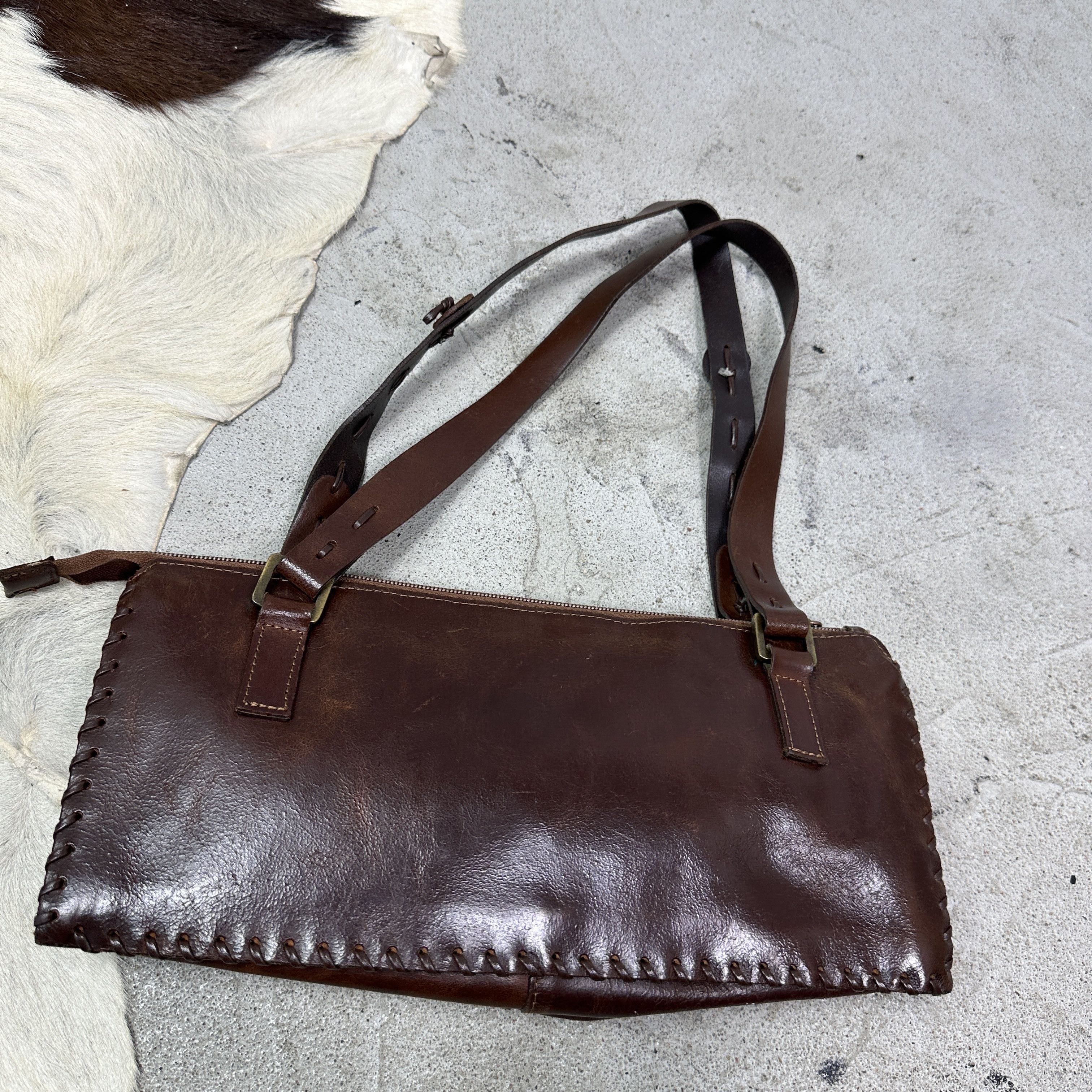 Vintage Vintage Avant Garde Leather Cowhide Baguette Bag Y2K Size ONE SIZE - 5 Thumbnail