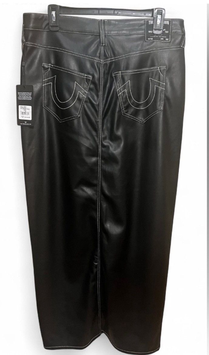 True Religion True Religion Black PU Leather Maxi Skirt Size 29" - 2 Thumbnail