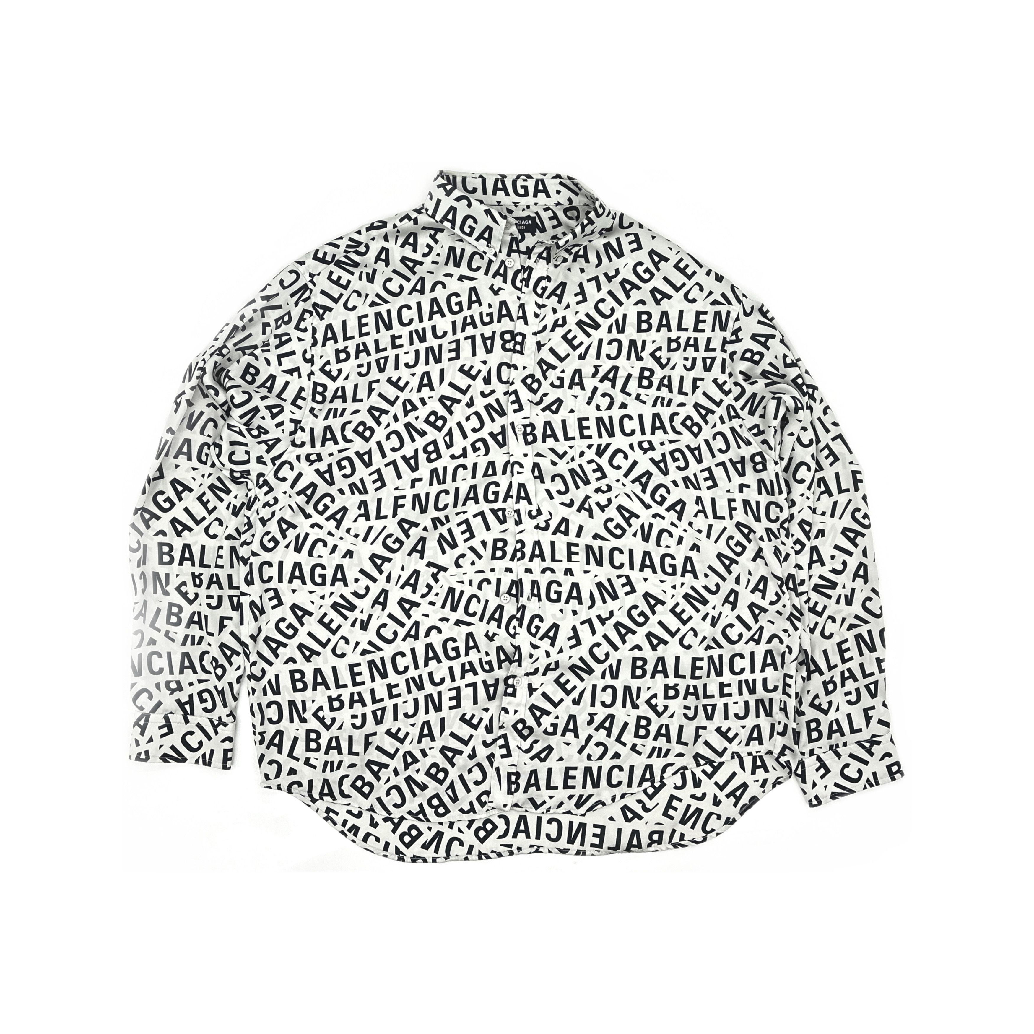 Balenciaga Allover Logo Print Shirt Size 41
