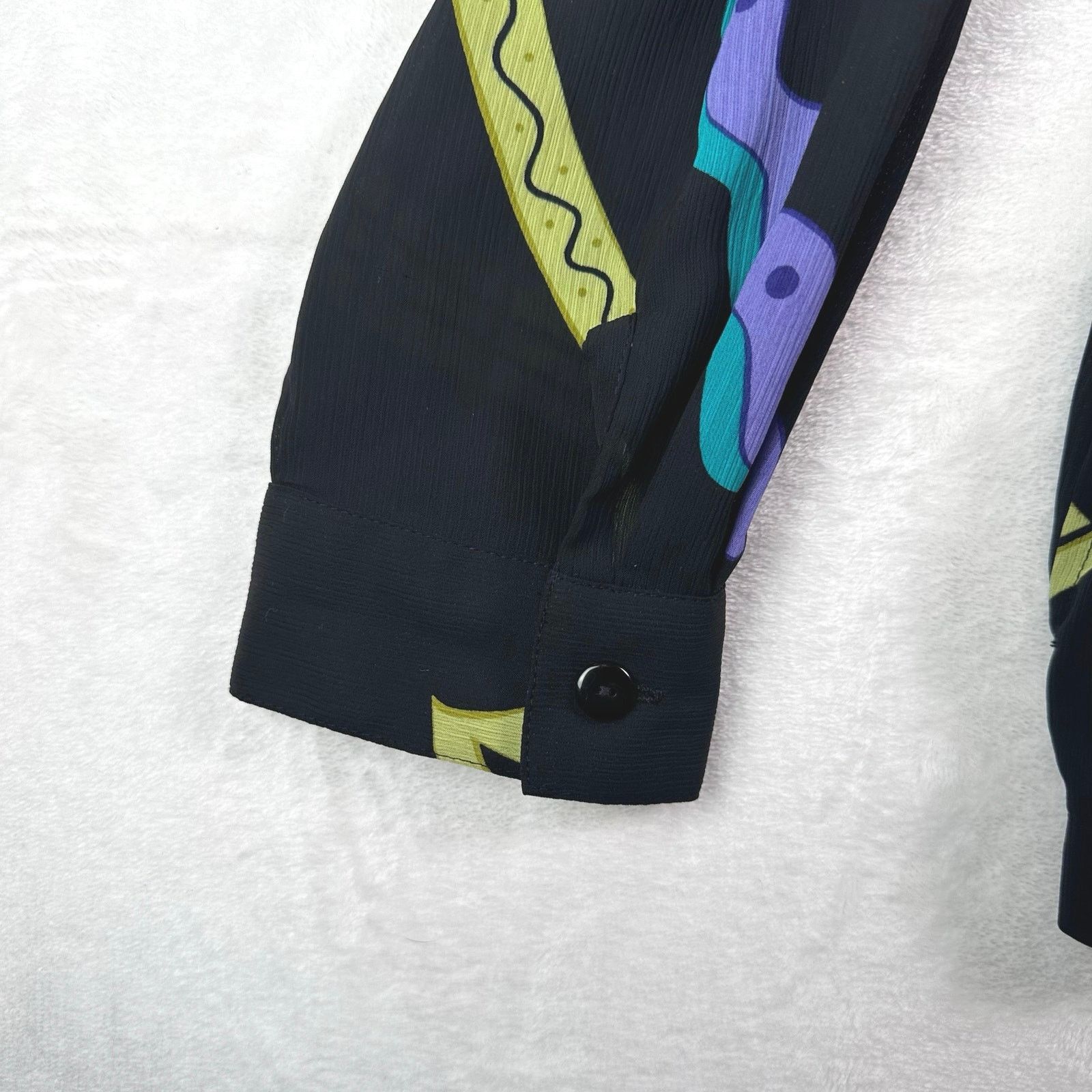 Other ALFRED DUNNER 90s Retro Black Neon Floral Sheer Zip Jacket Size XL / US 12-14 / IT 48-50 - 13 Thumbnail