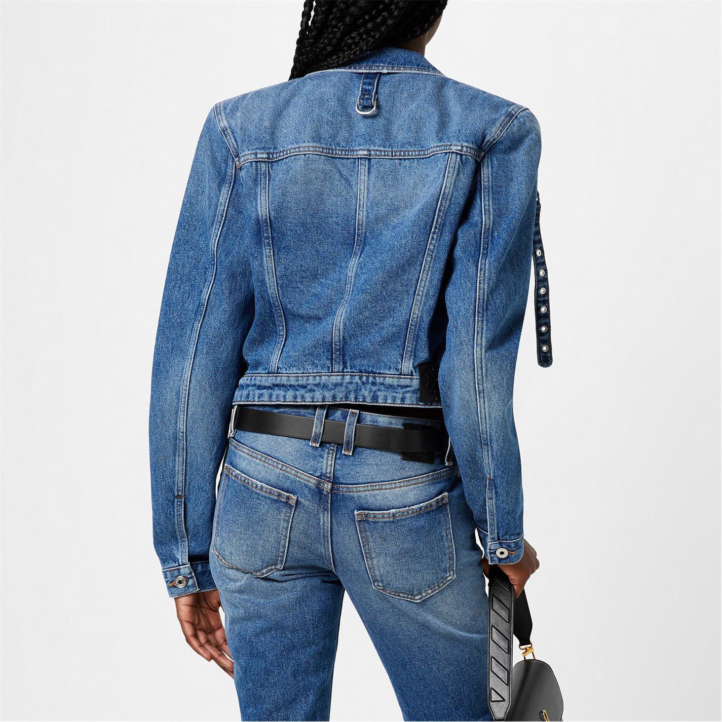 Off-White o1g2r1mq0125 Cargo Cropped Denim Jacket in Blue Size M / US 6-8 / IT 42-44 - 6 Thumbnail