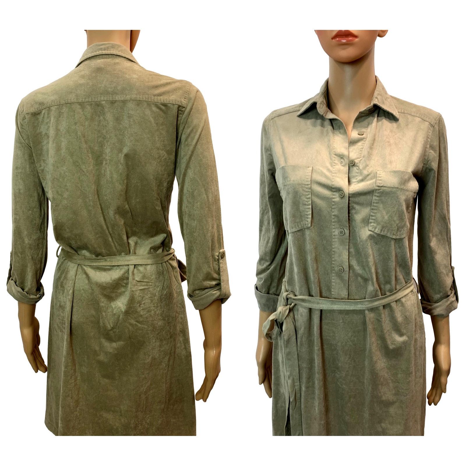 Bcbgmaxazria Y2K Max Studio Soft Ultra Suede Shirt Dress Tie Belt | XS Size XS / US 0-2 / IT 36-38 - 11 Thumbnail