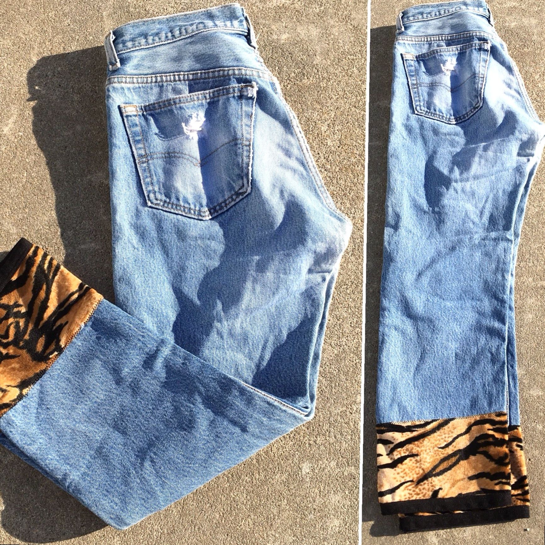 Levi's VINTAGE Levi's 501 Jeans Animal Print End Of Legs 30 Waist Made In USA 100% Cotton Blue Mens Jeans 90s 2000s Size 24" / US 00 / IT 34 - 7 Thumbnail