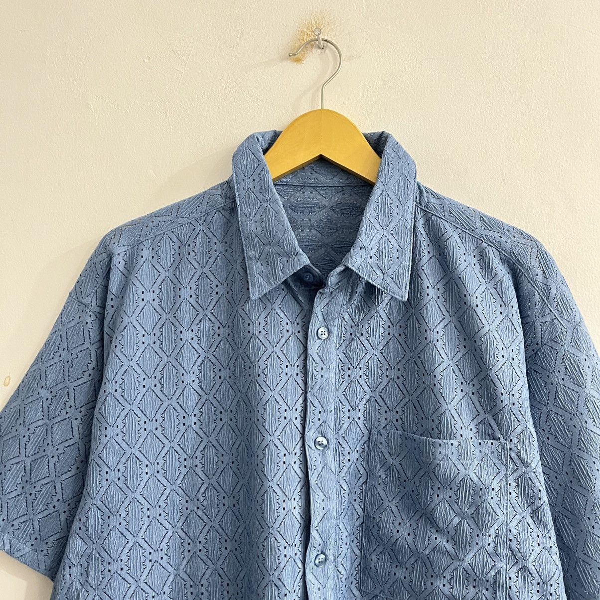Japanese Brand Java Mesh Patterned Button Up Shirt Size US M / EU 48-50 / 2 - 2 Thumbnail