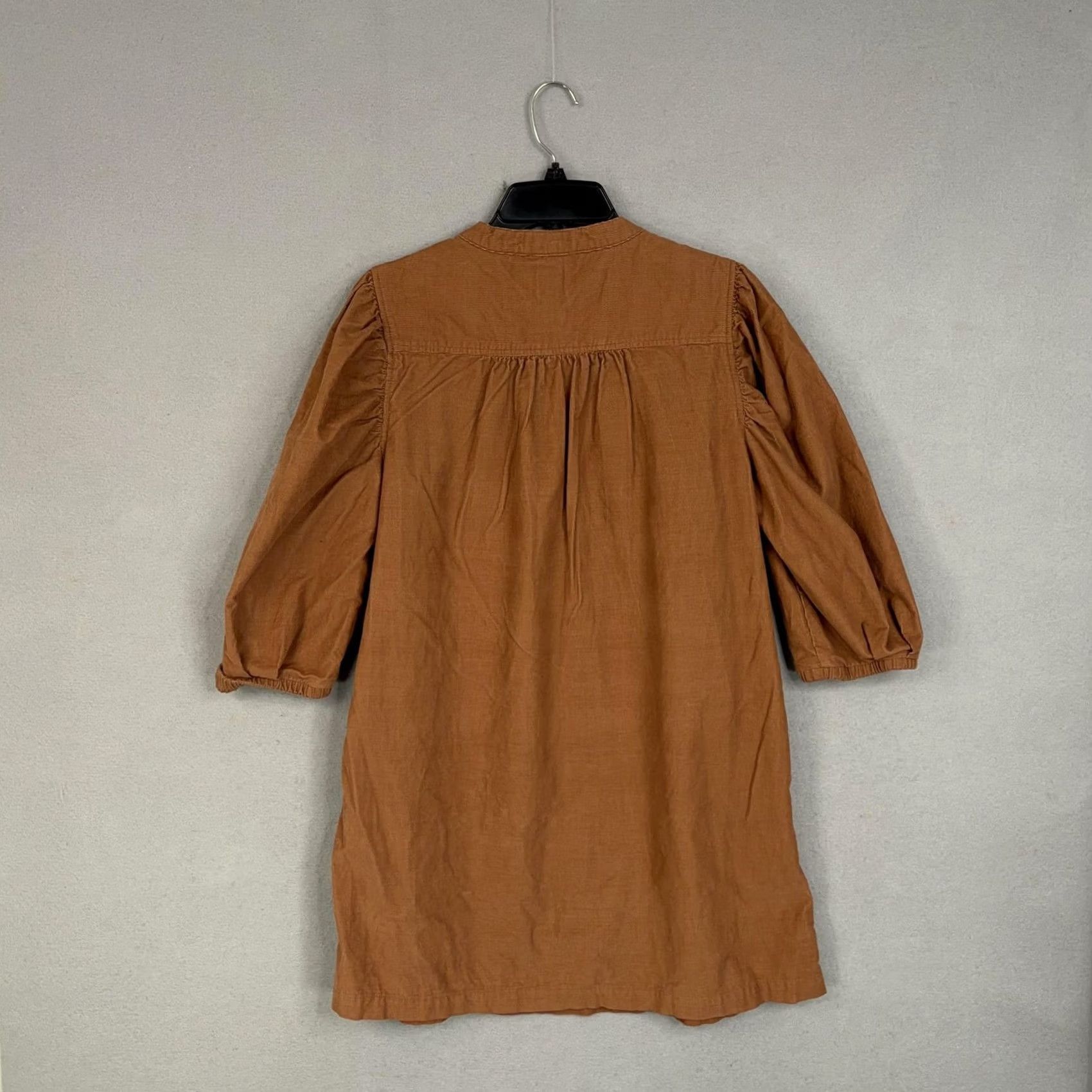 Gap GAP Shirt Dress Womens Medium Brown Corduroy Henley 3/4 Puff Sleeve Shift Mini Shirt Dress Size M / US 6-8 / IT 42-44 - 6 Thumbnail