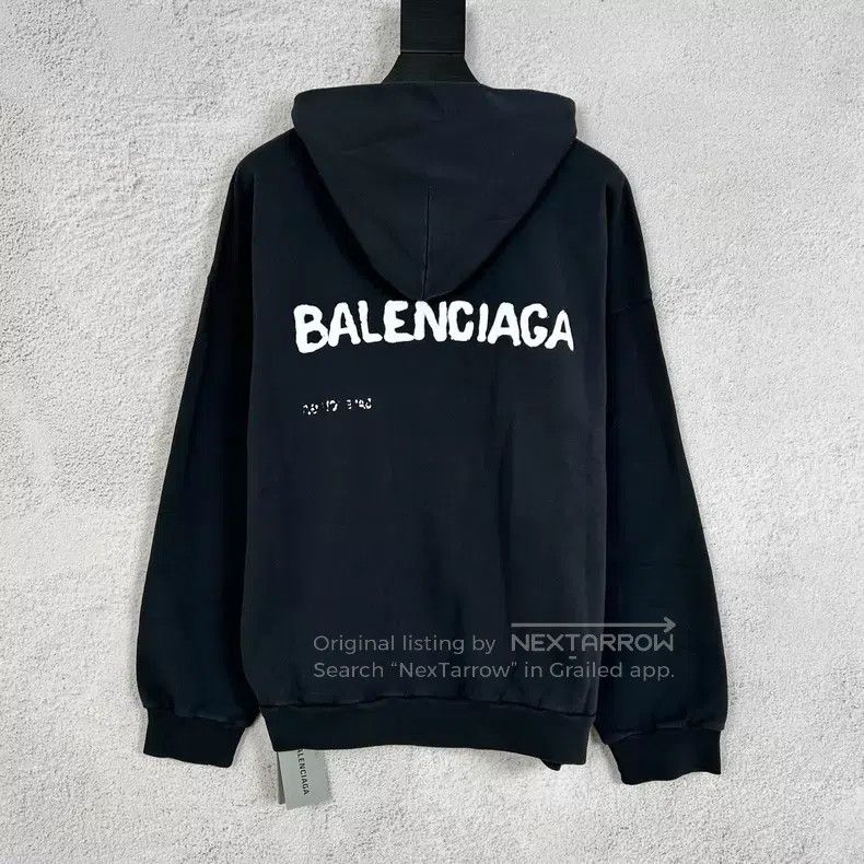 Balenciaga Balenciaga Logo Printed Black Hoodie Size US XS / EU 42 / 0 - 2 Thumbnail