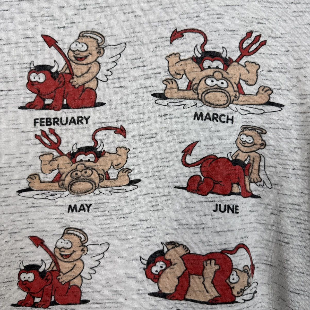Vintage ANGEL DEVIL SEX POSITION Y2K T-SHIRT KAMA SUTRA TEMPTATION Size US L / EU 52-54 / 3 - 6 Thumbnail