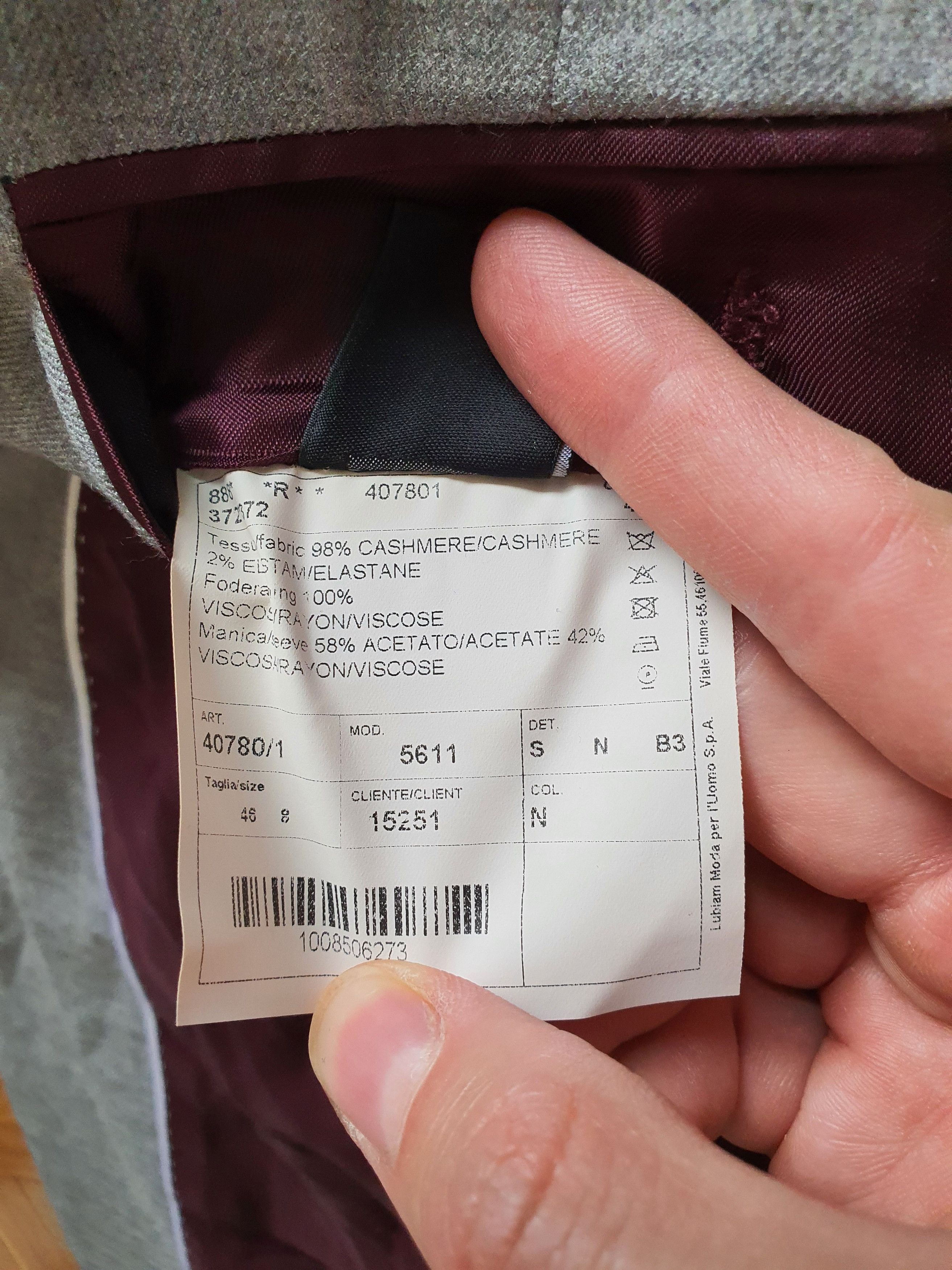 L.B.M. 1911 ''SU MISURA'' Bespoke Blazer Sports Coat Jacket - Cashmere Size 36R - 8 Thumbnail
