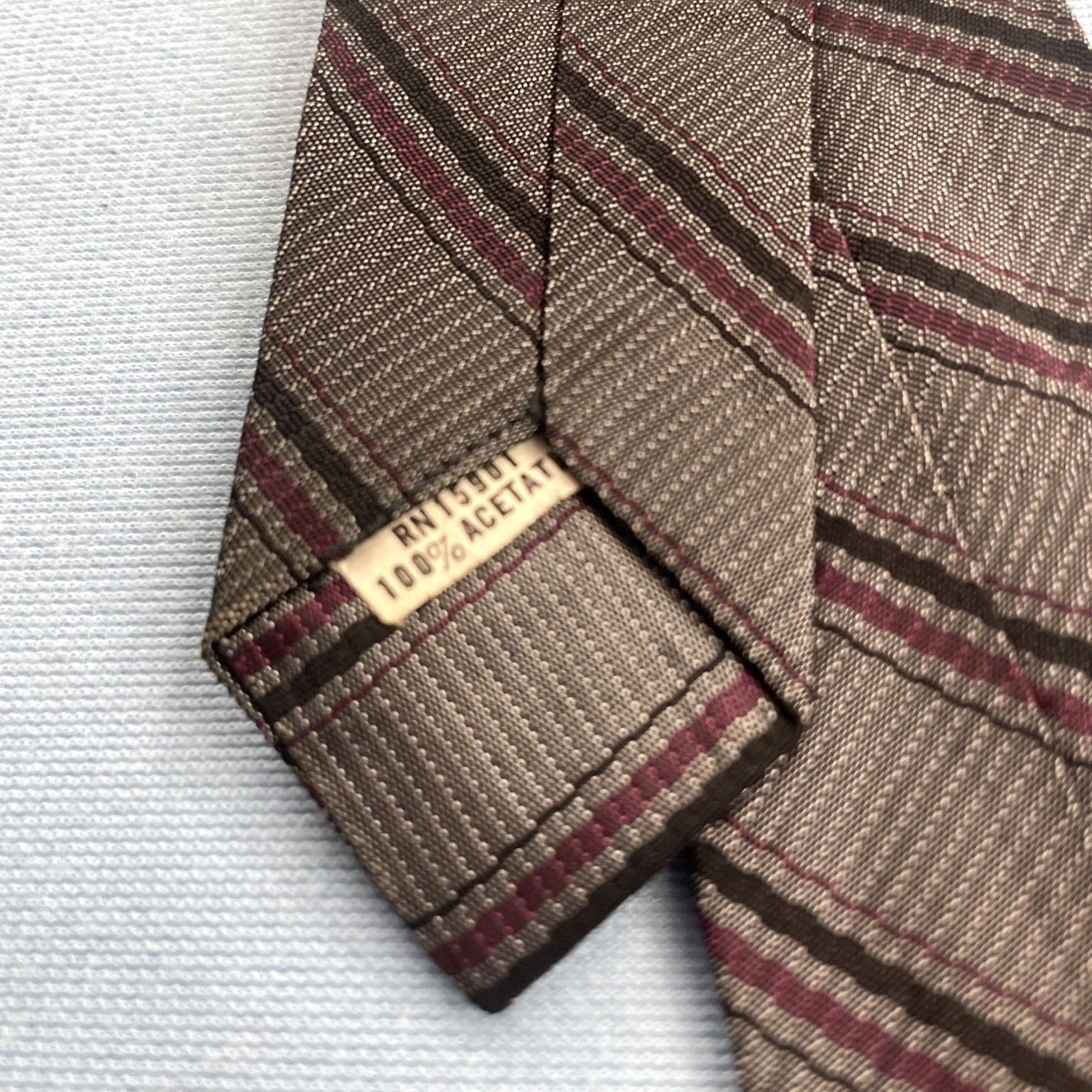 MCM VINTAGE Tie Repp Tie Skinny Woven MCM Stripe Gray Red Black Slim Tie 2x54 Neckwear Men One Size Gray Red Black Multi 1960s Capsule Necktie Size ONE SIZE - 5 Thumbnail